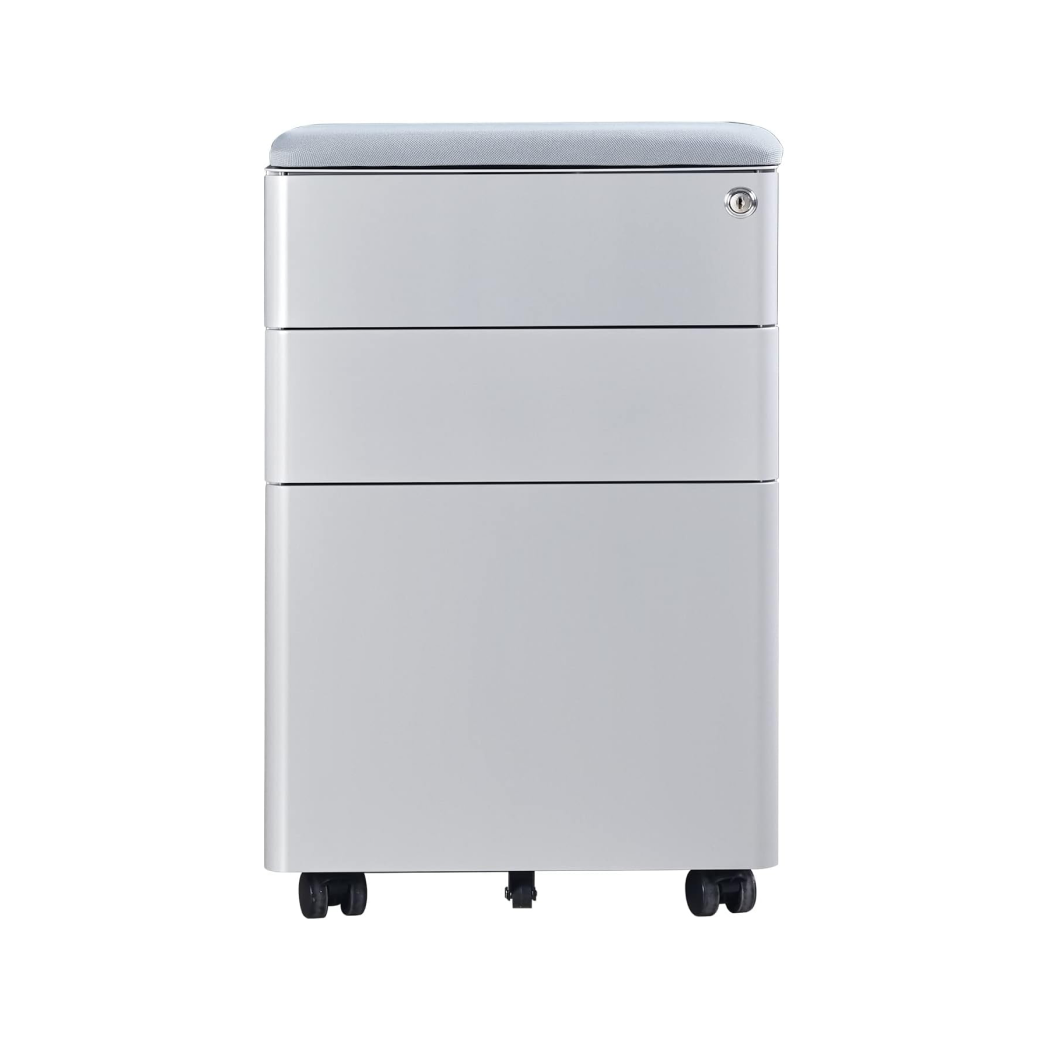 Mobile Pedestal White With Cushion