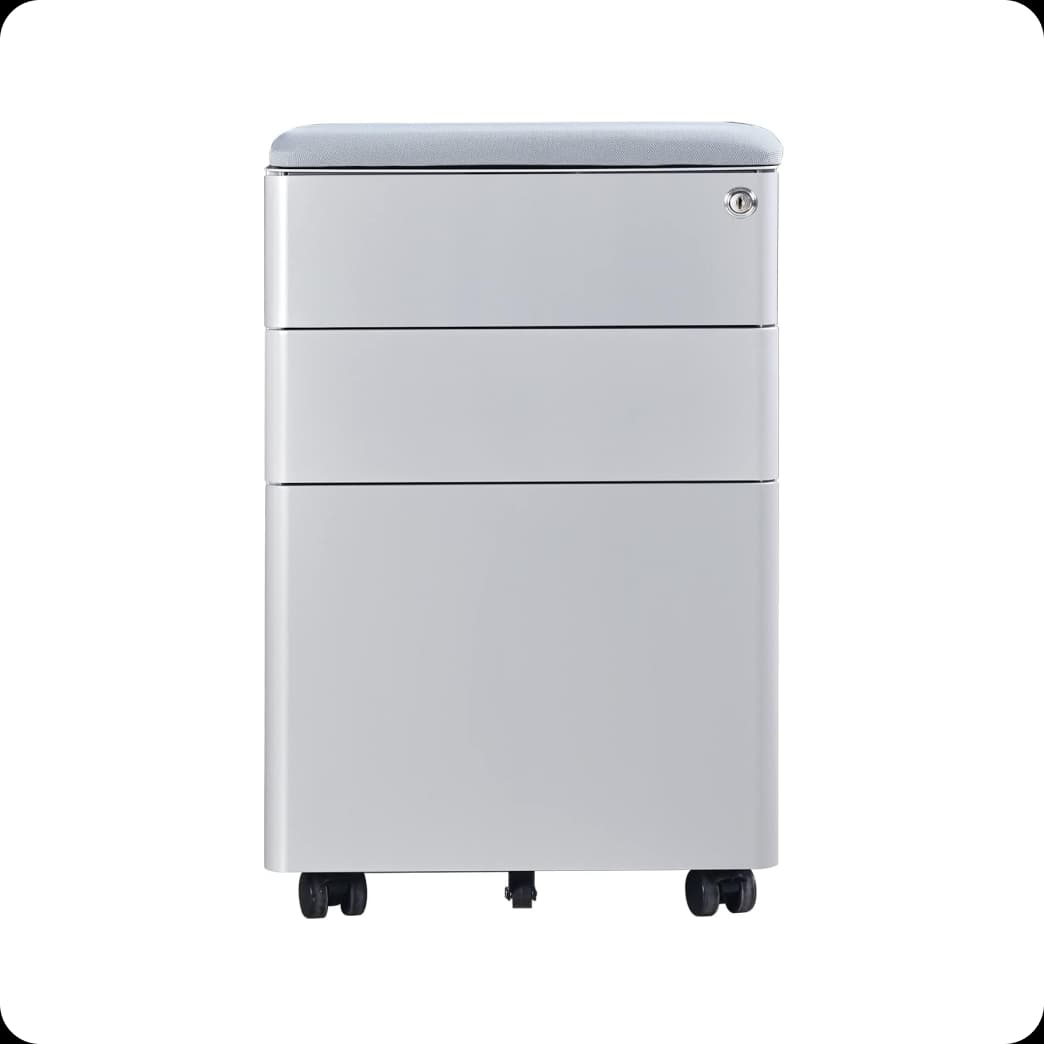 Mobile Pedestal White With Cushion