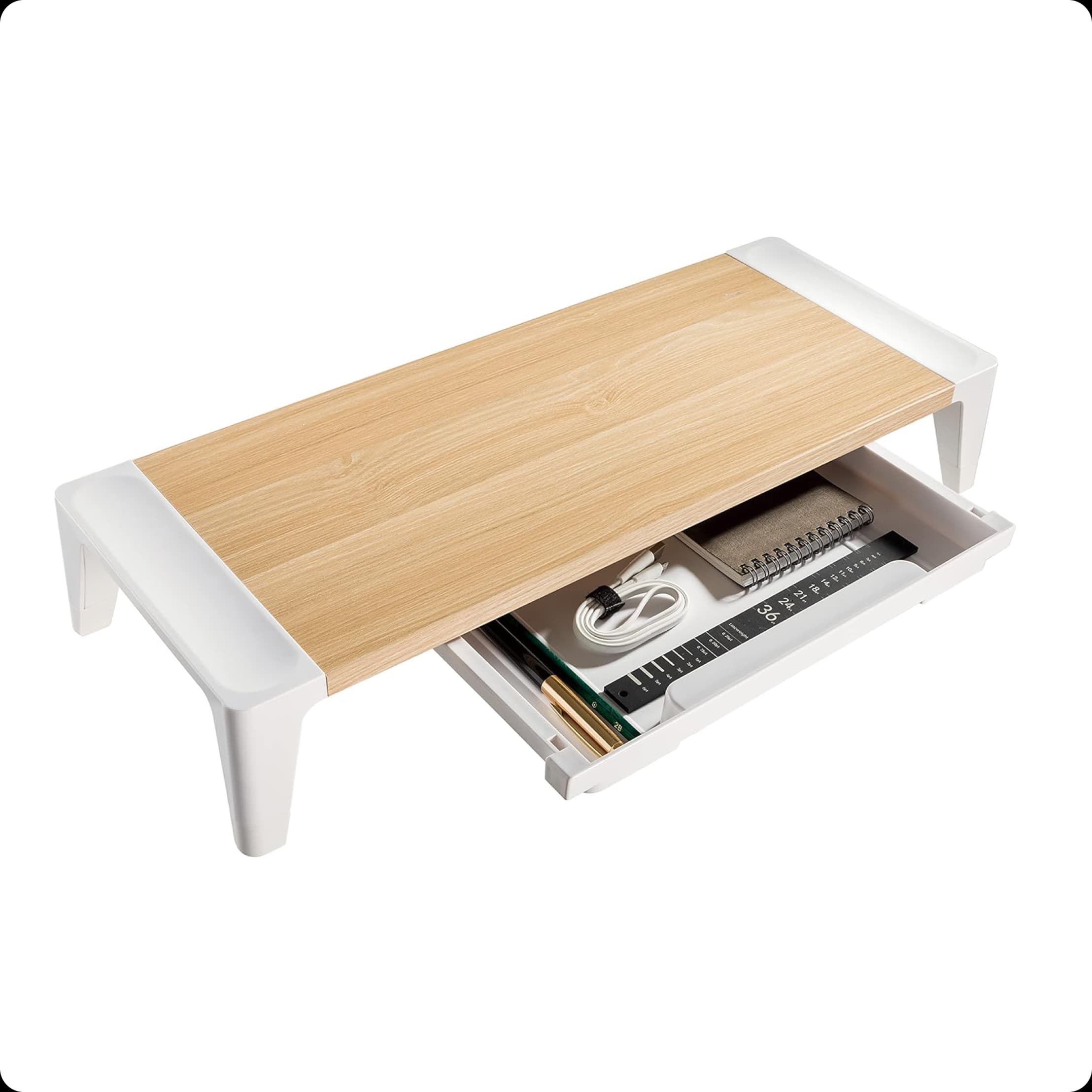 Monitor Riser With Drawer Wood