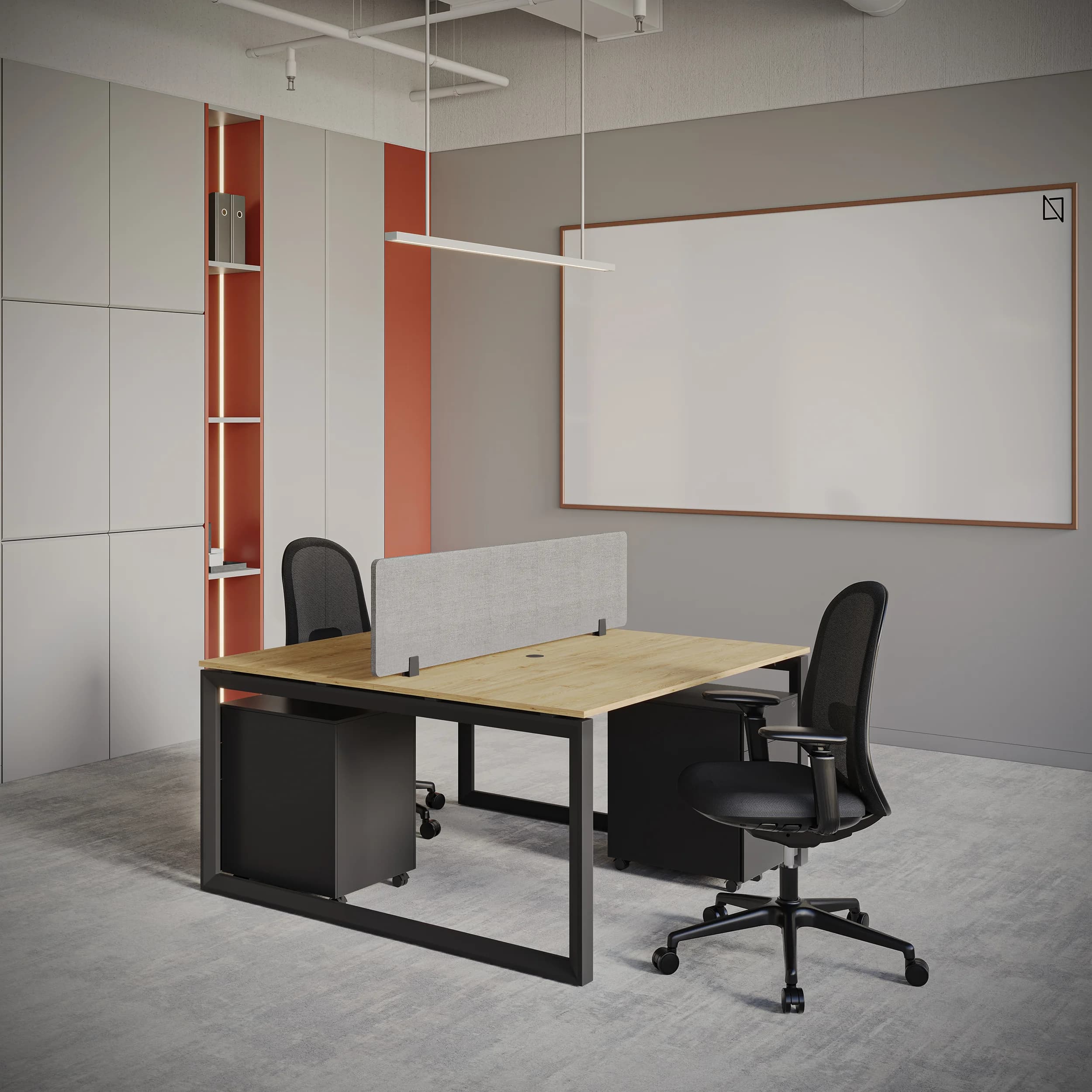 Workhub 2 Cluster Workstation Oak Top Black Leg2