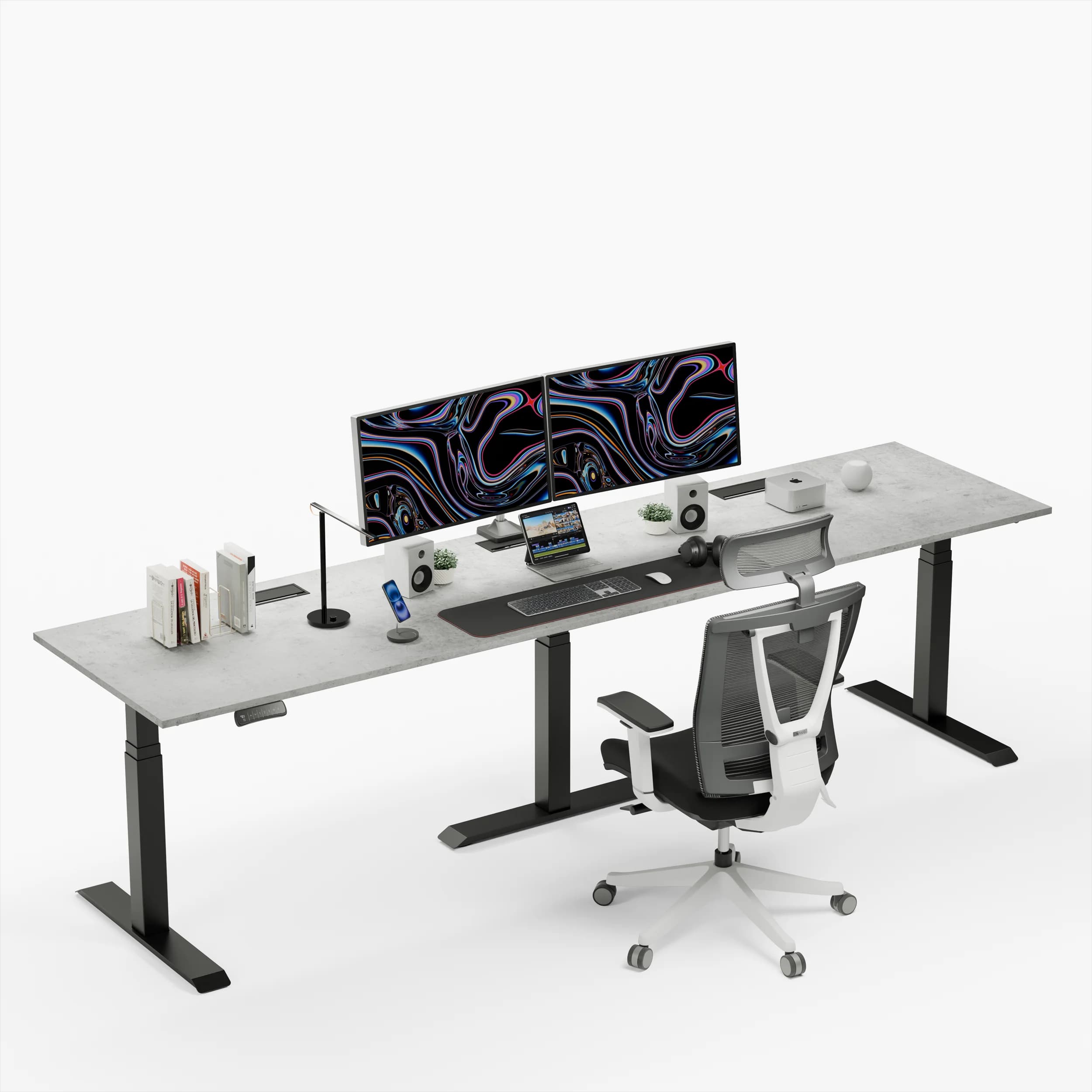 Navodesk® Flex180 Xl Concrete Top Black Frame 1