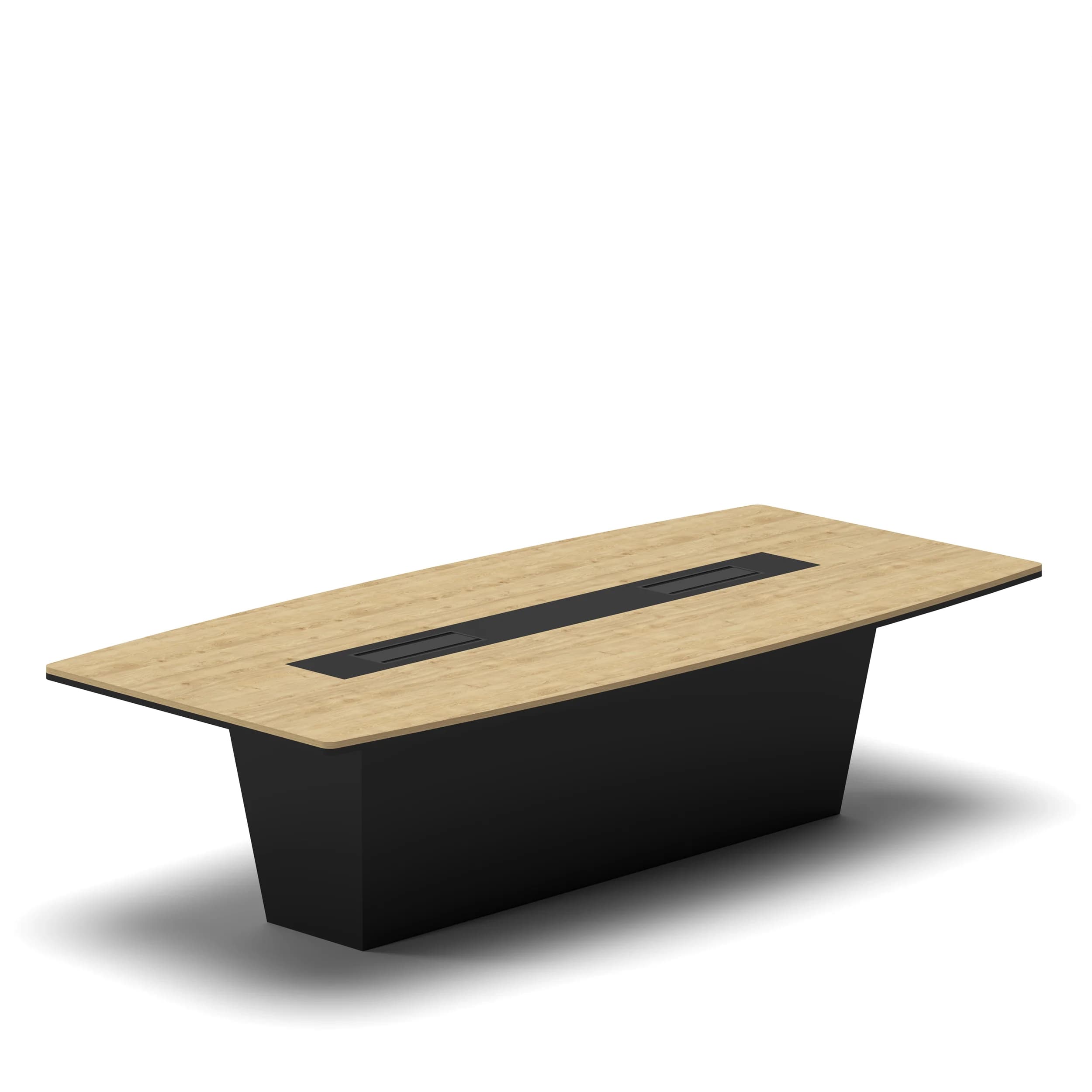 Meeting Table Oak Top Black Base 1