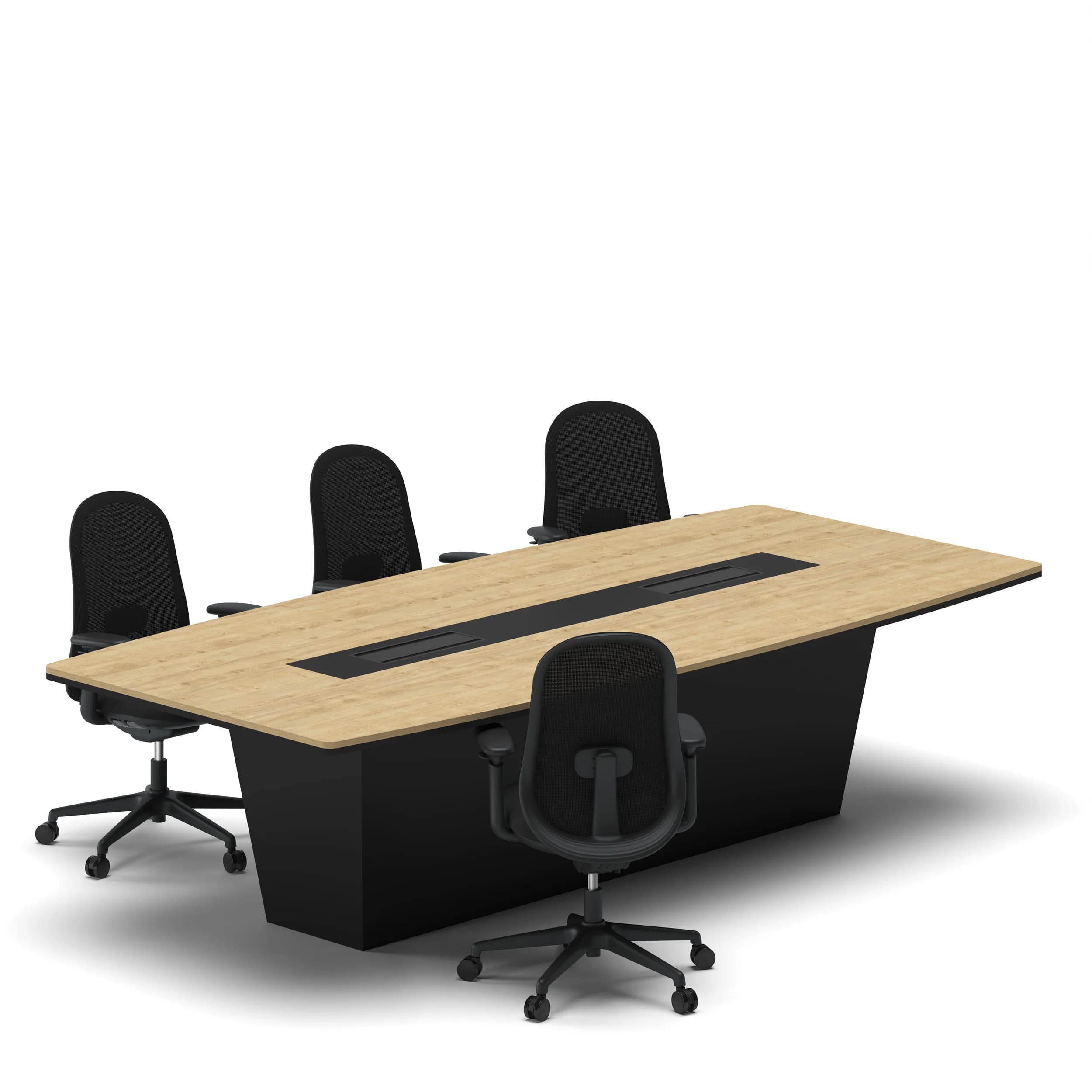 Meeting Table Oak Top Black Base 1