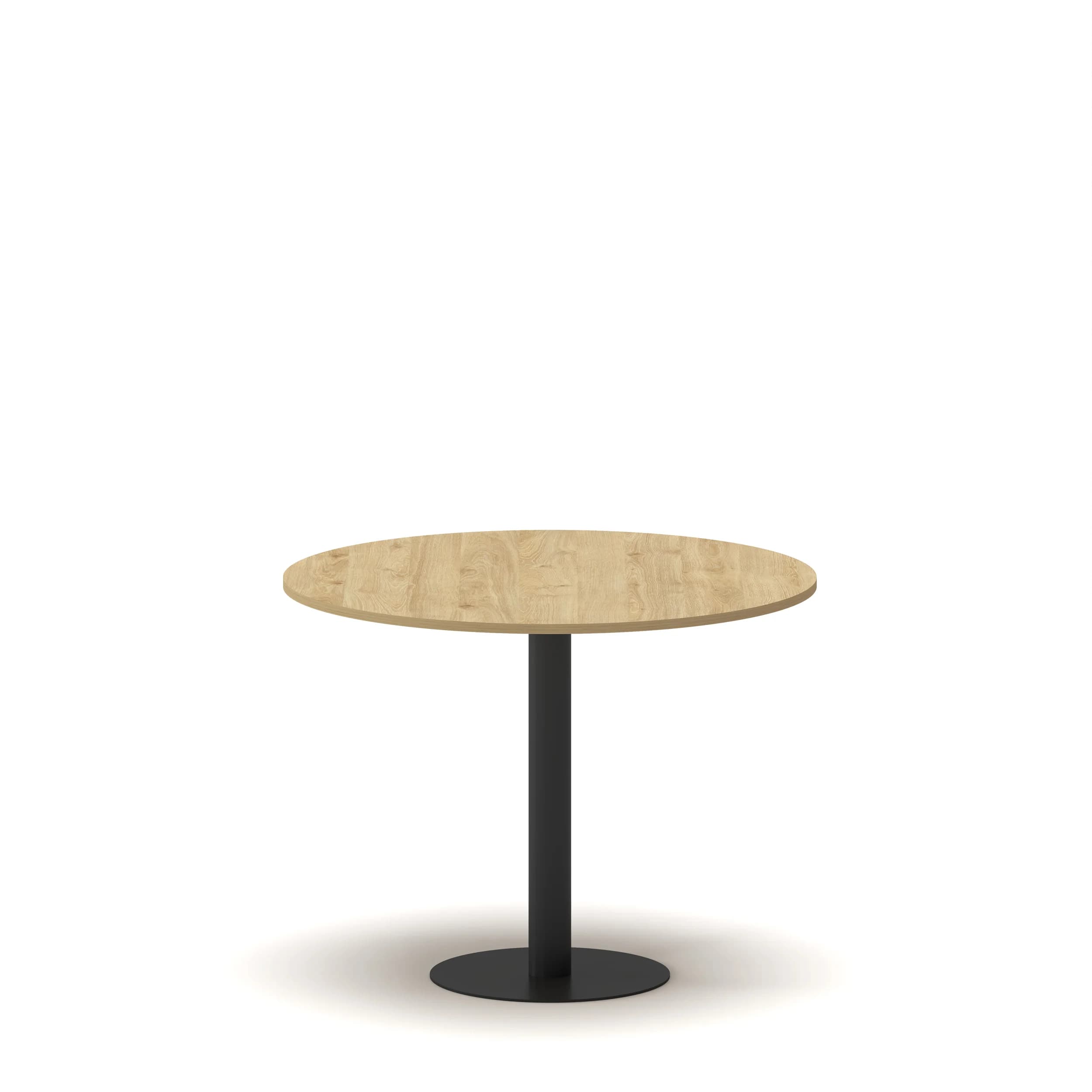 Round Meeting table Oak Top Black Leg