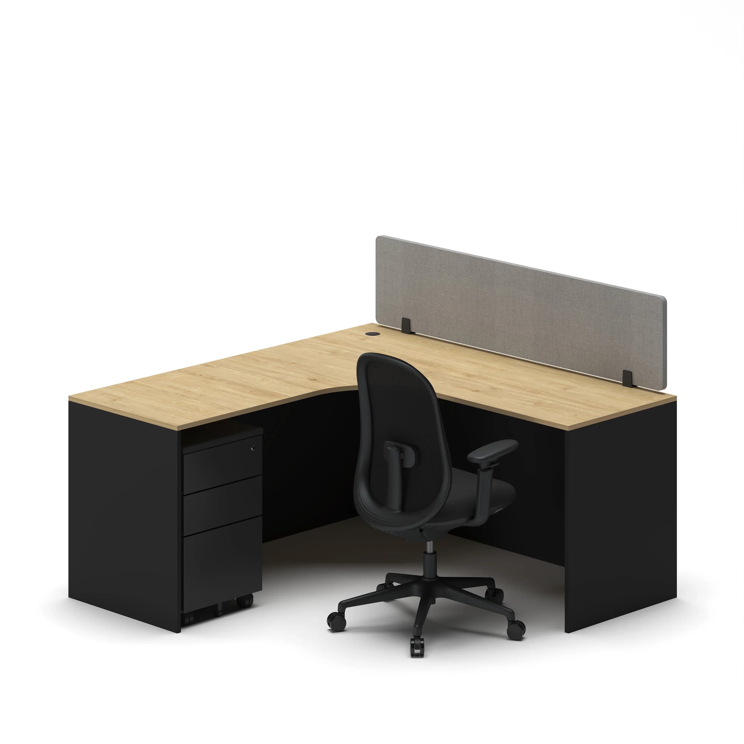 Single Workstation Oak Top Black Base 1