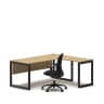 L Executive Desk Oak Top Black Frame 2