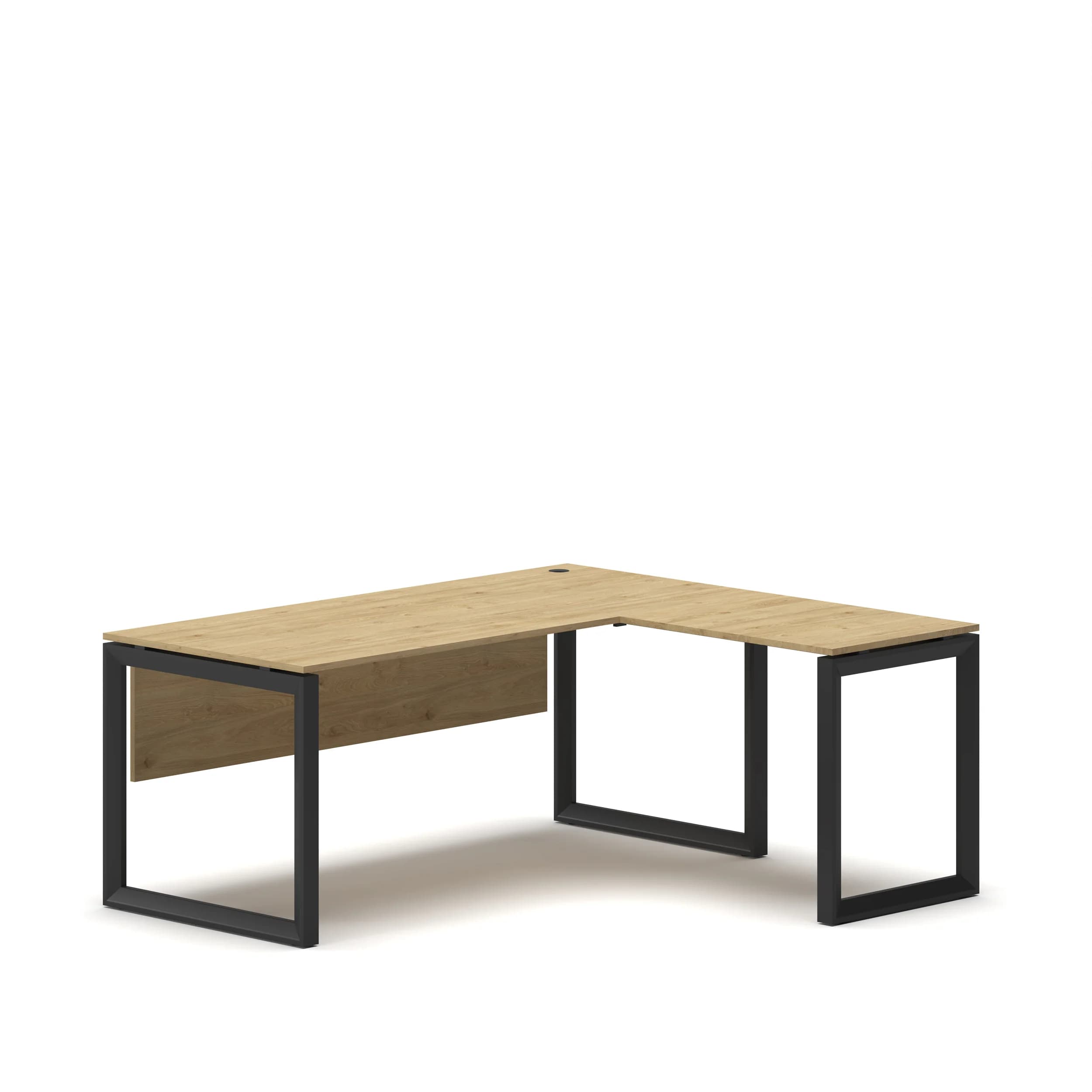 L Executive Desk Oak Top Black Frame 2