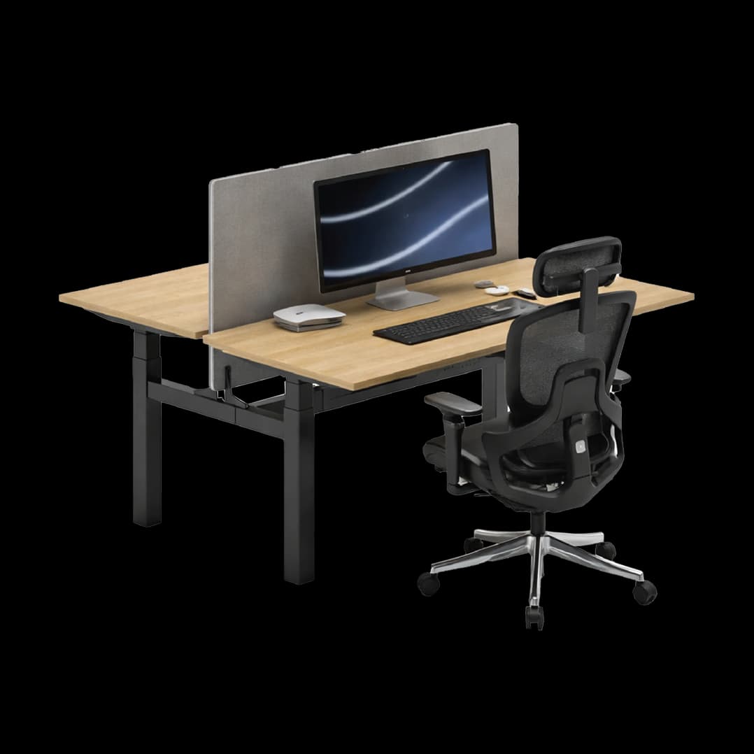 Office Furniture Setup with Height Adjustable Desk and Office Chair