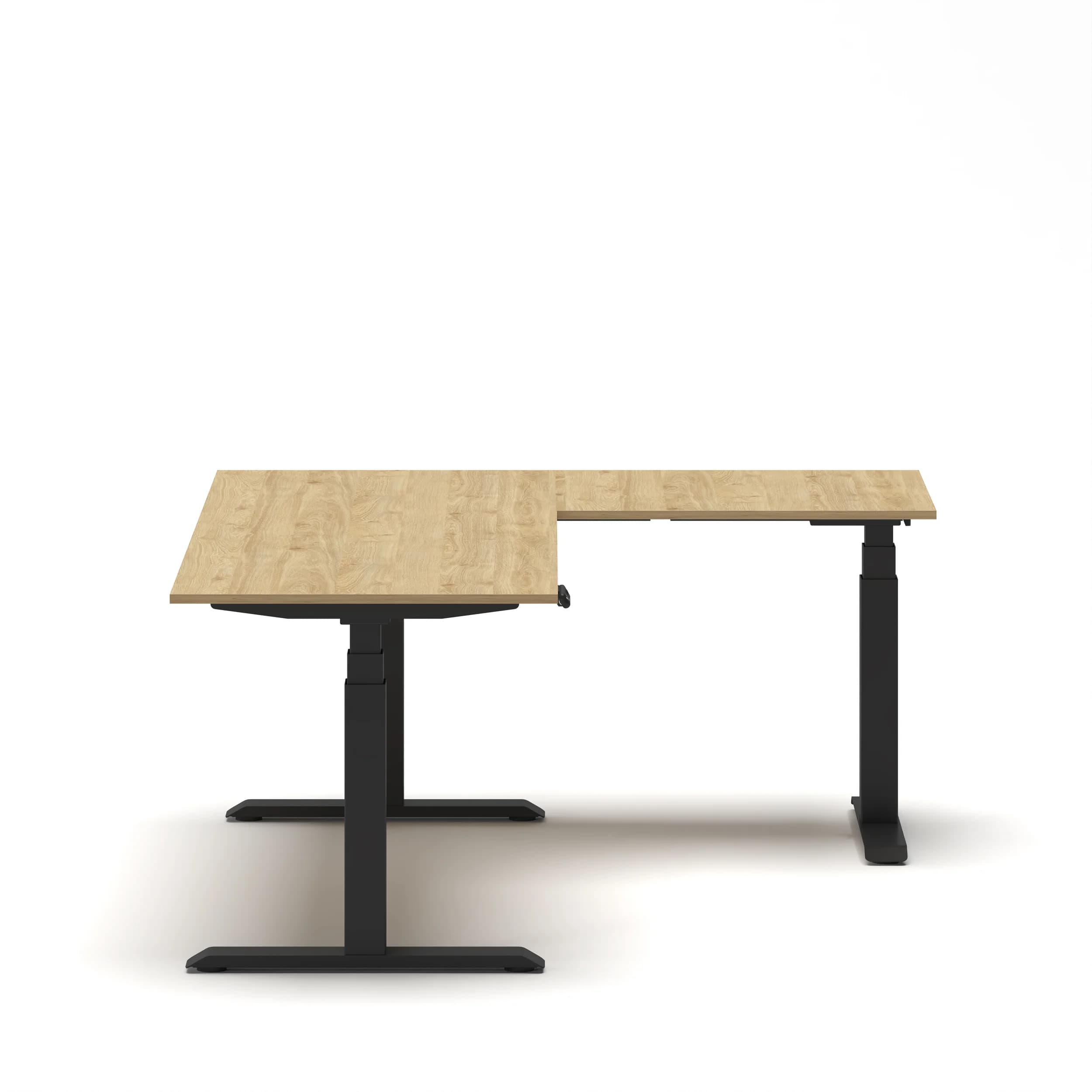 Navodesk® L Shaped Desk Oak Top Black Frame Right4