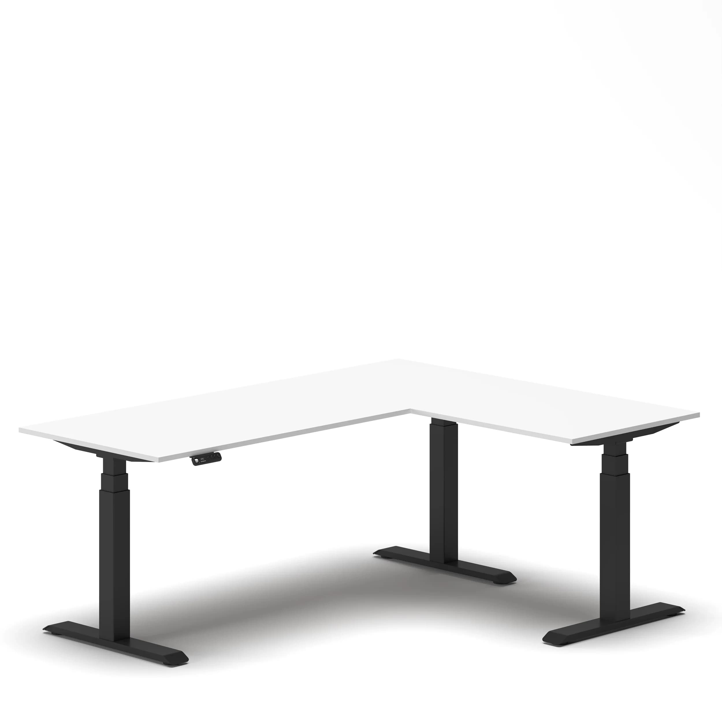 Navodesk® L Shaped Desk White Top Black Frame1