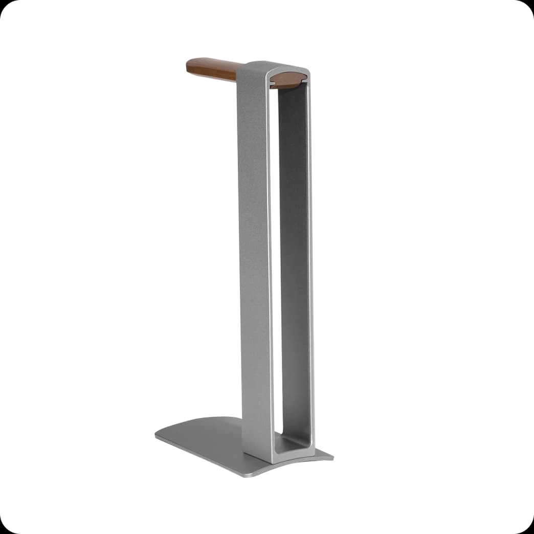 Wooden Aluminium Headphone Stand Silver