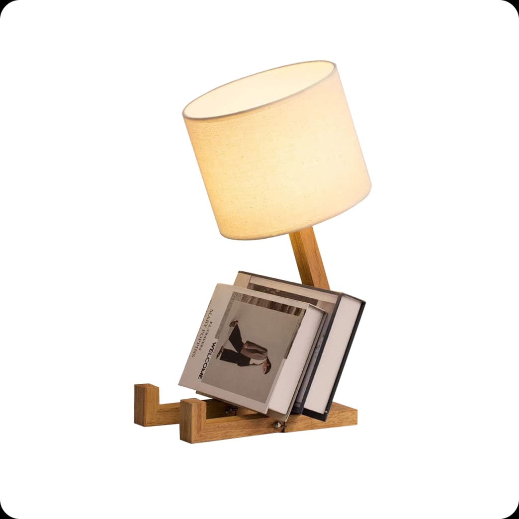 Wooden Stickman Table Lamp With Adjustable Frame Wood Brown