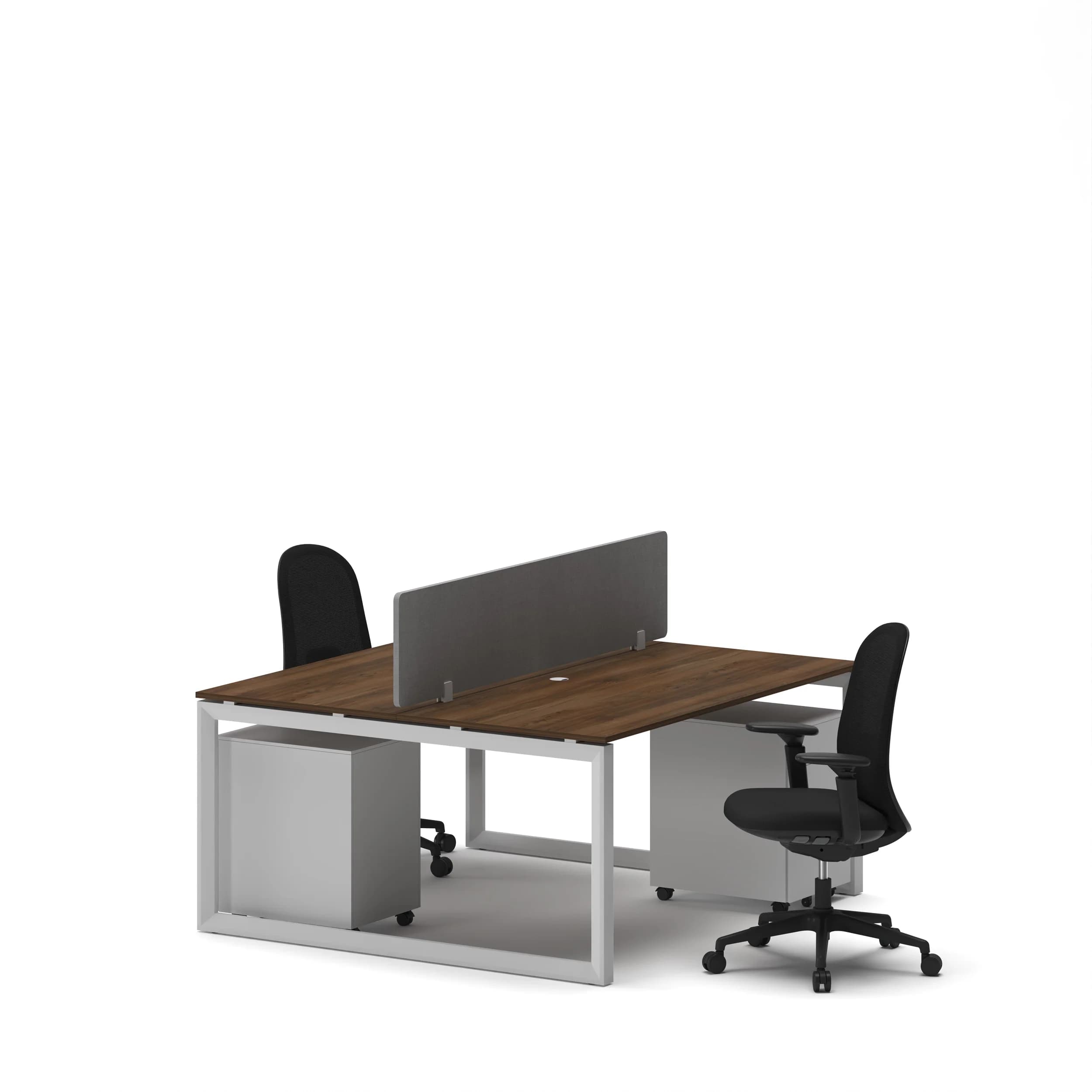 Workhub 2 Cluster Workstation Walnut Top White Leg 1