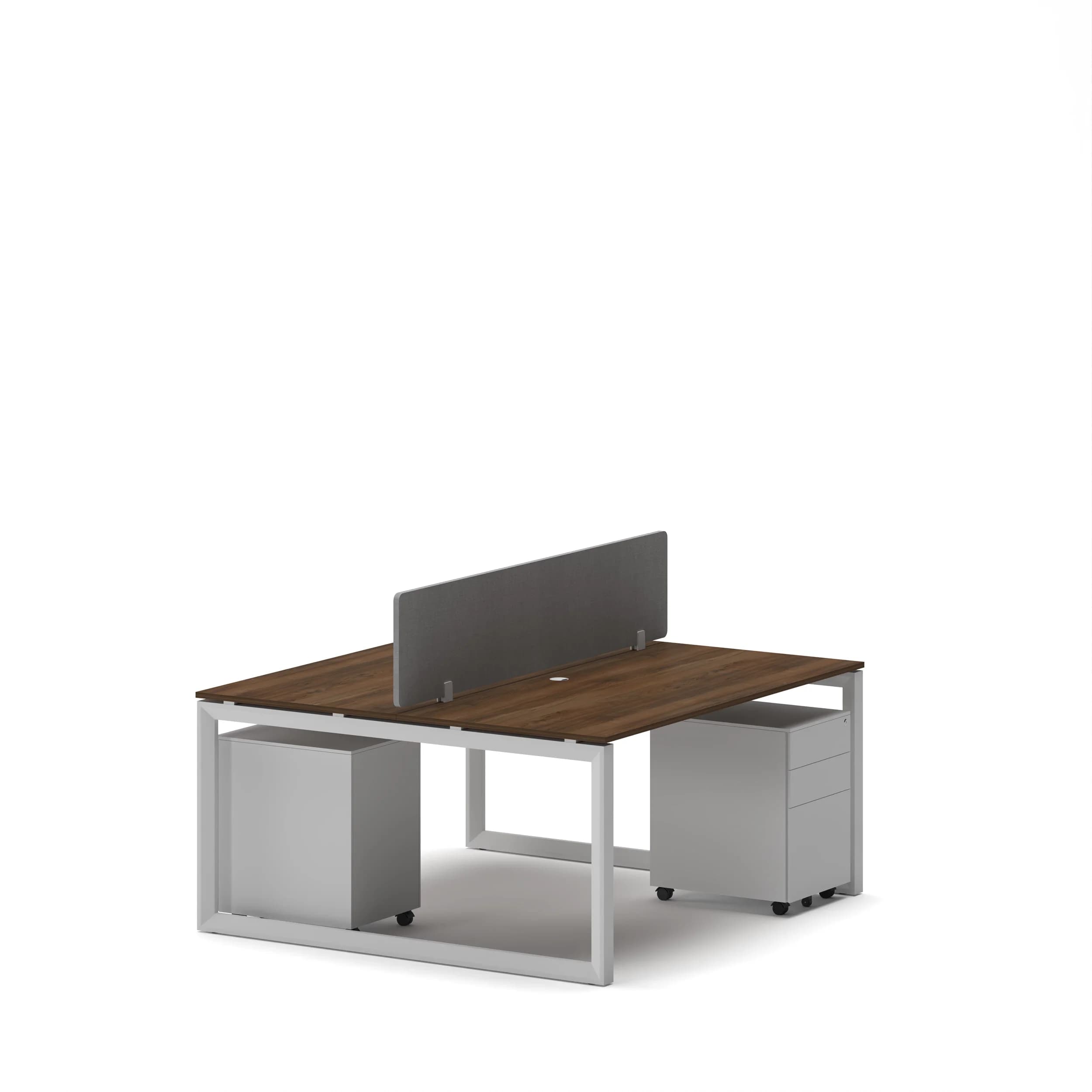 Workhub 2 Cluster Workstation Walnut Top White Leg 2