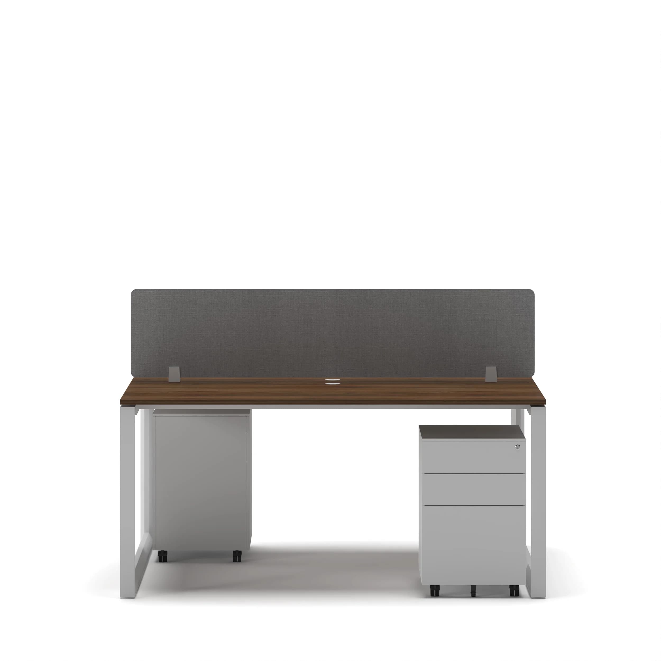 Workhub 2 Cluster Workstation Walnut Top White Leg 3