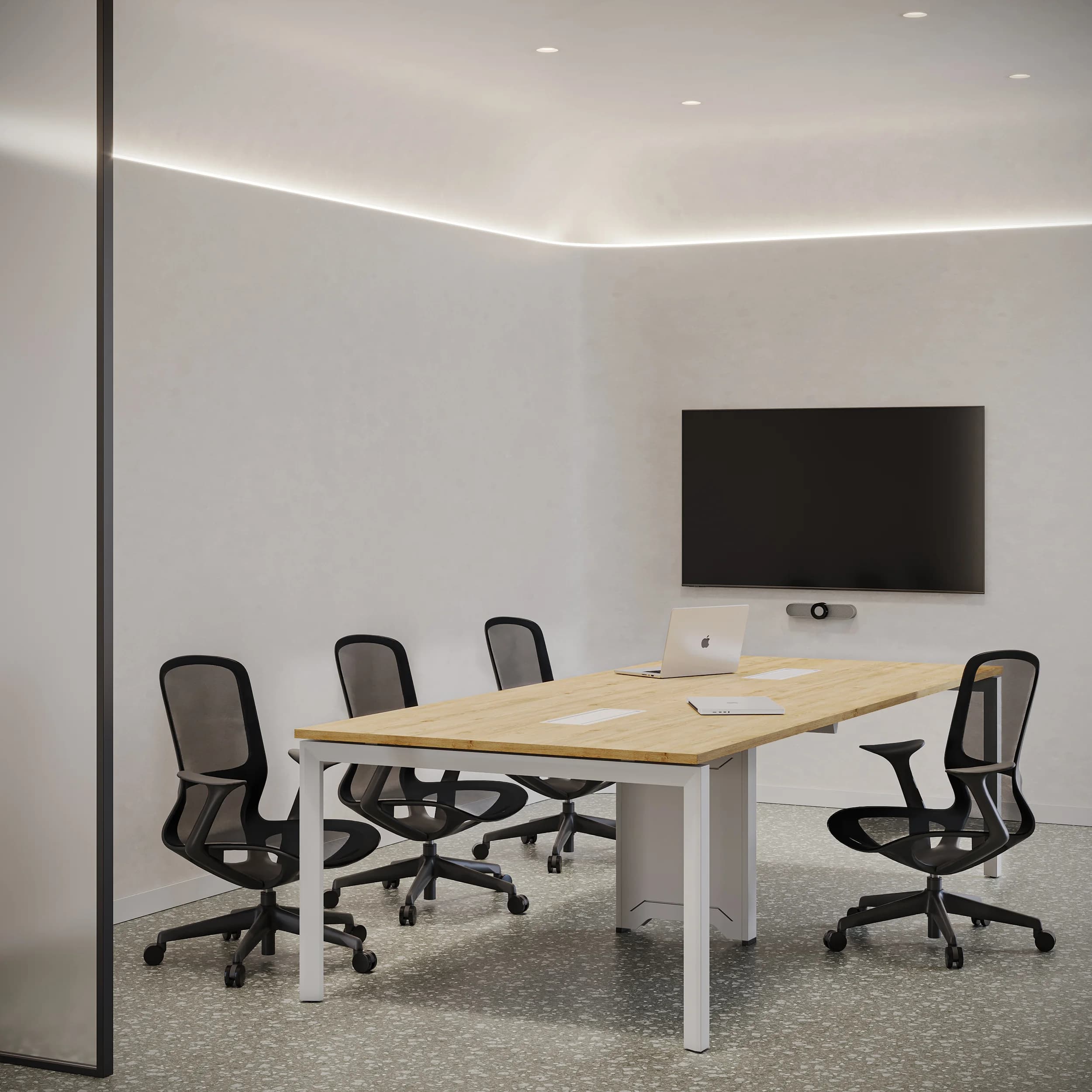 Workhub Meeting table Oak Top White Frame 1