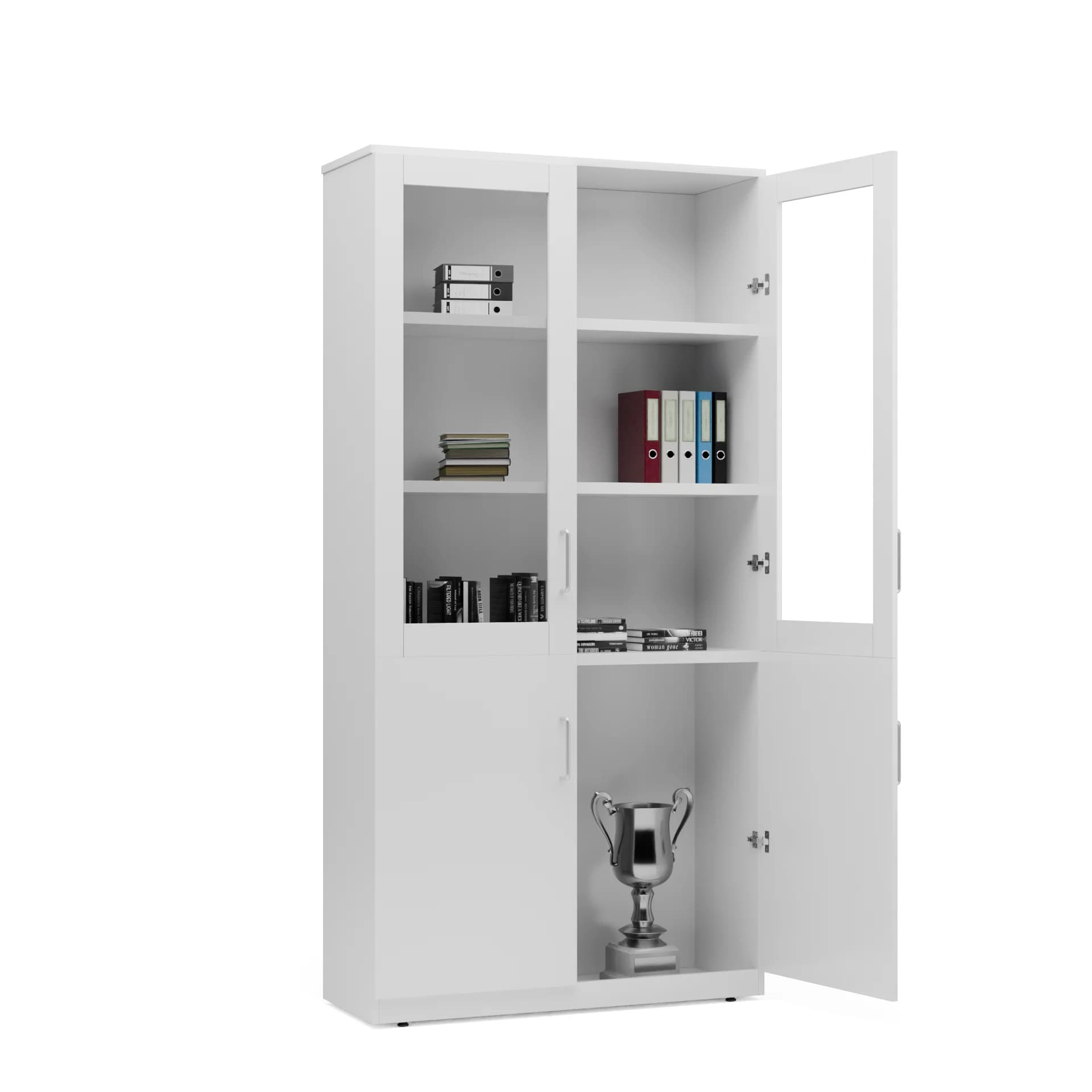 Series A Full Height Glass Display Cabinet White