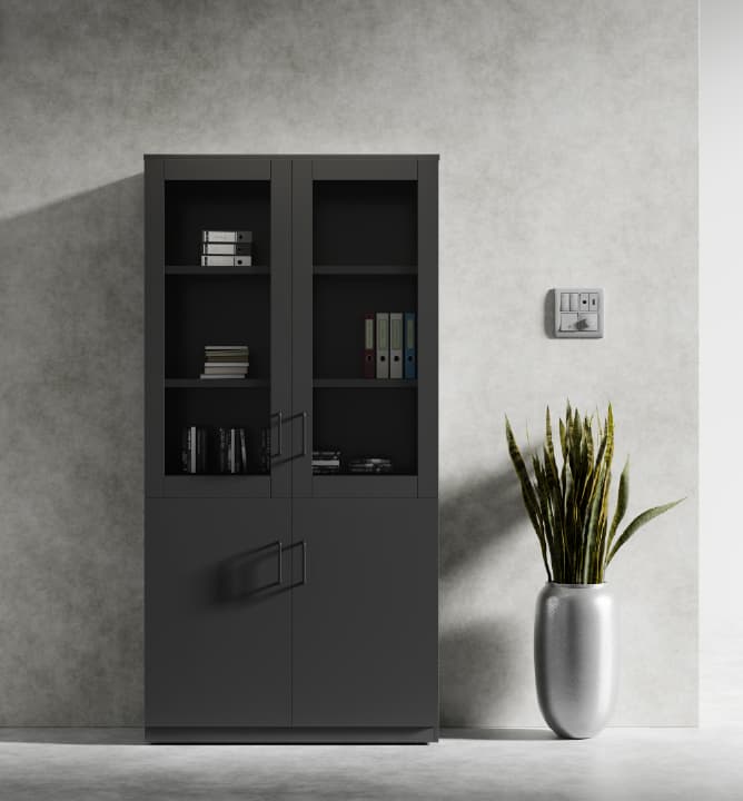 Series A Full Height Glass Display Cabinet Black 1