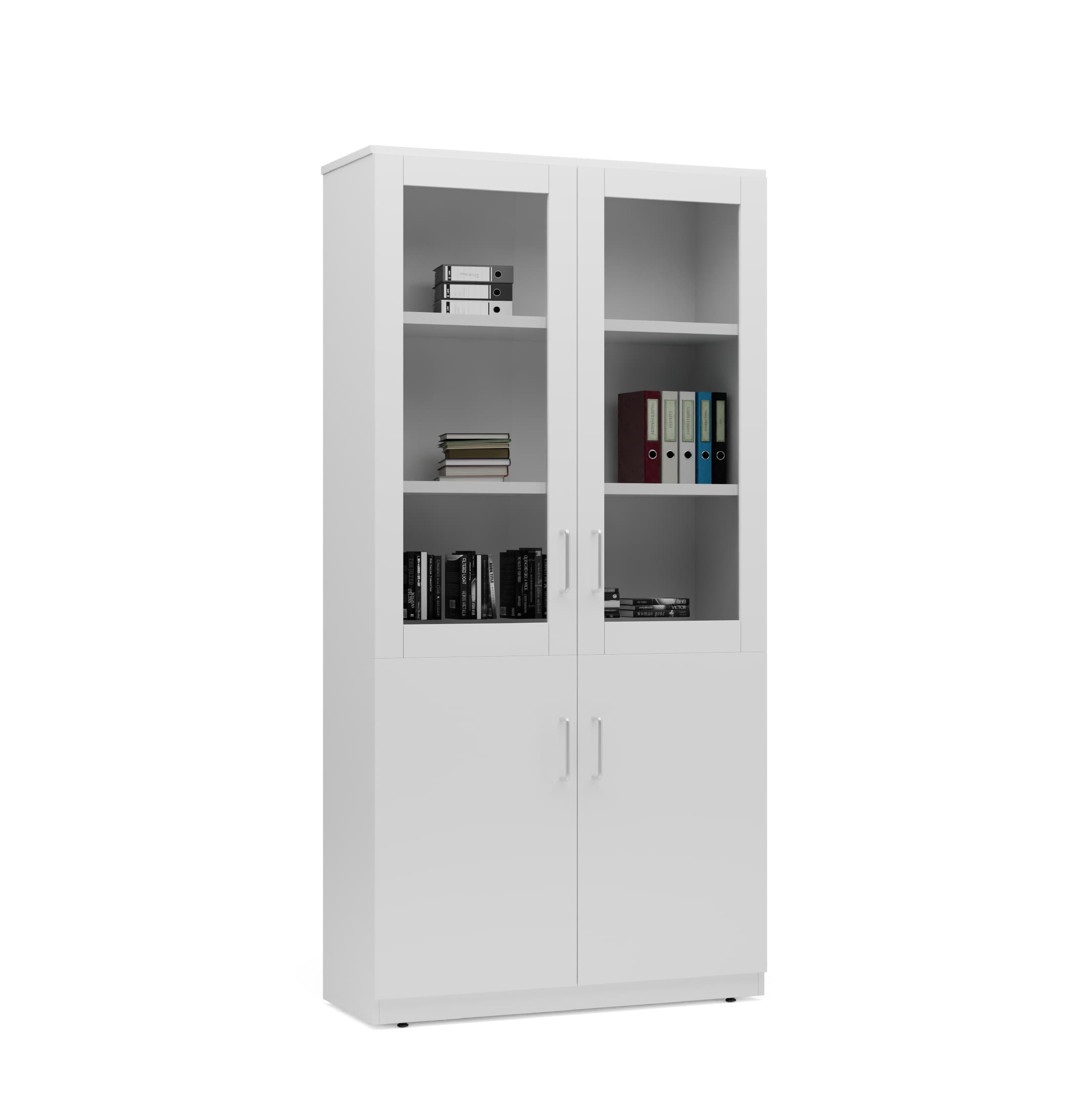 Series A Full Height Glass Display Cabinet White