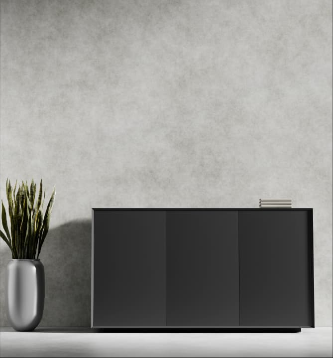 Series A Low Height 3 Door Cabinet Black Black 1