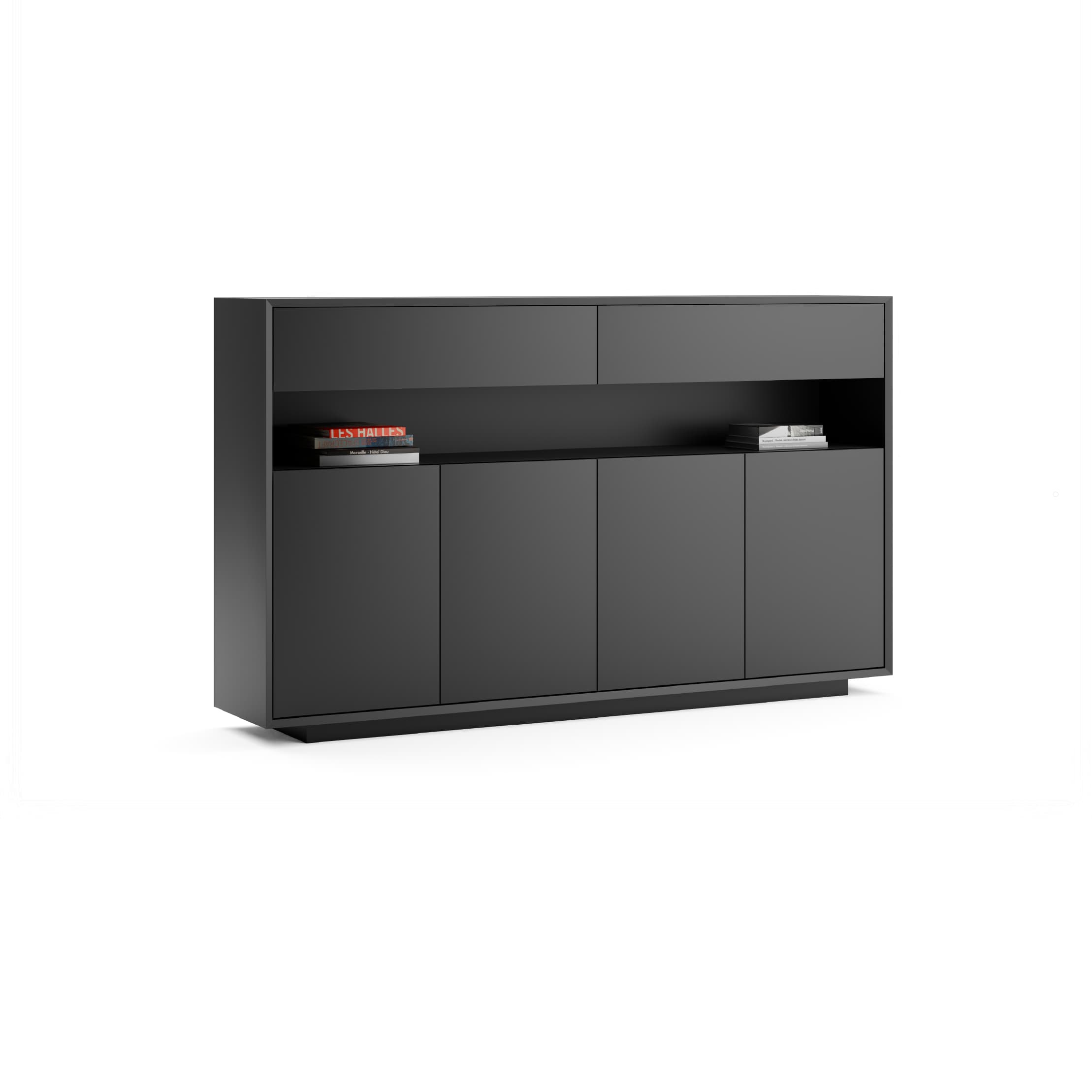 Series A Medium Height Credenza Cabinet Black Black
