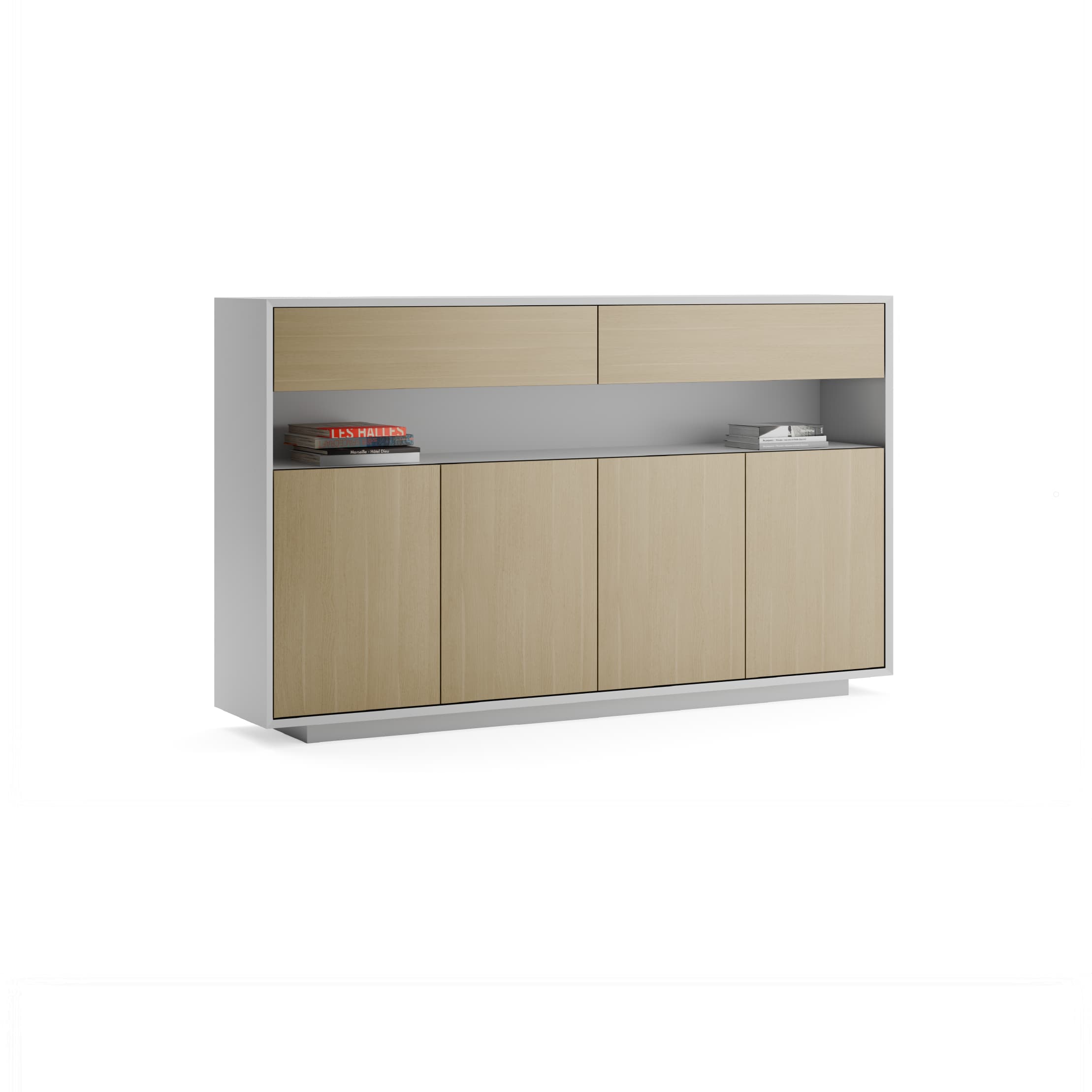 Series A Medium Height Credenza Cabinet White Oak