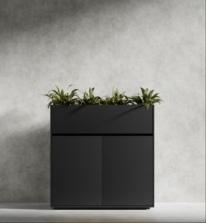 Series A Planter Storage Cabinet 2 Door Black Black 1