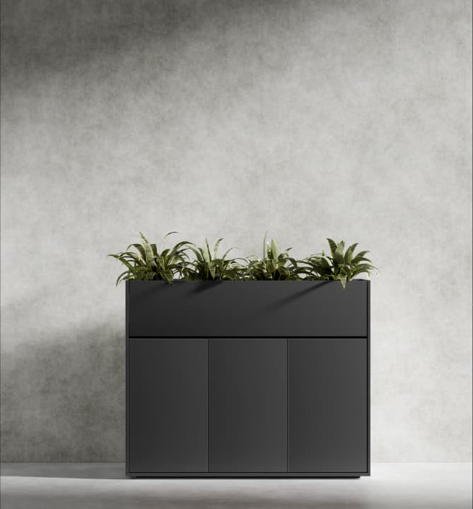 Series A Planter Storage Cabinet 3 Door Black Black 1