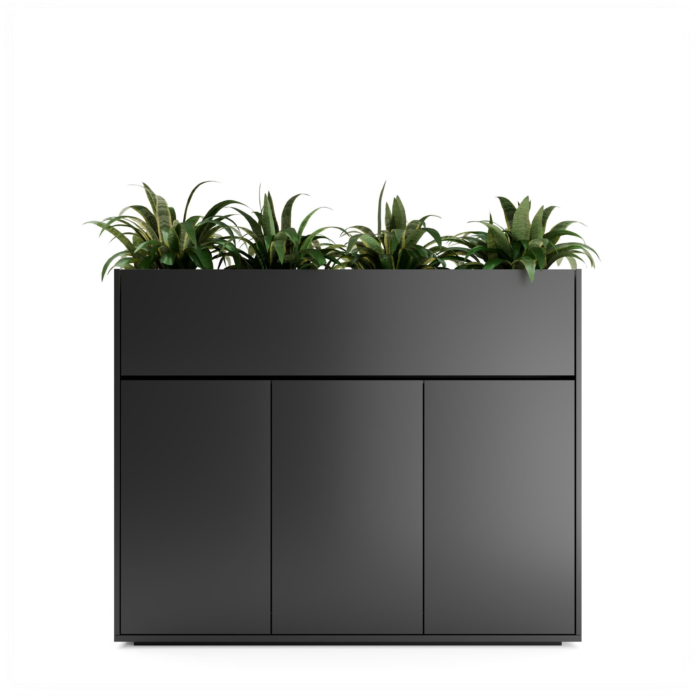 Series A Planter Storage Cabinet 3 Door Black Black