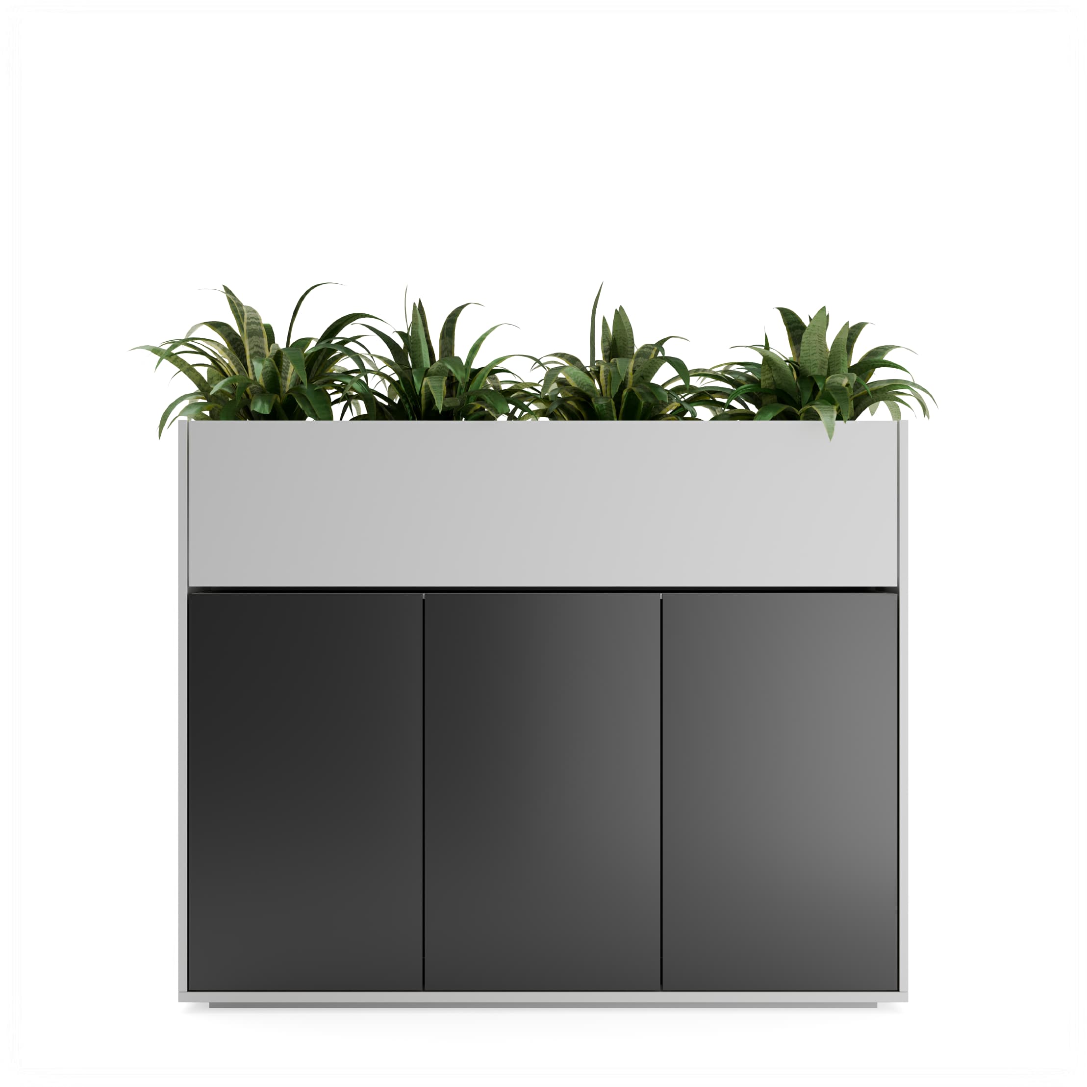 Series A Planter Storage Cabinet 3 Door White Oak