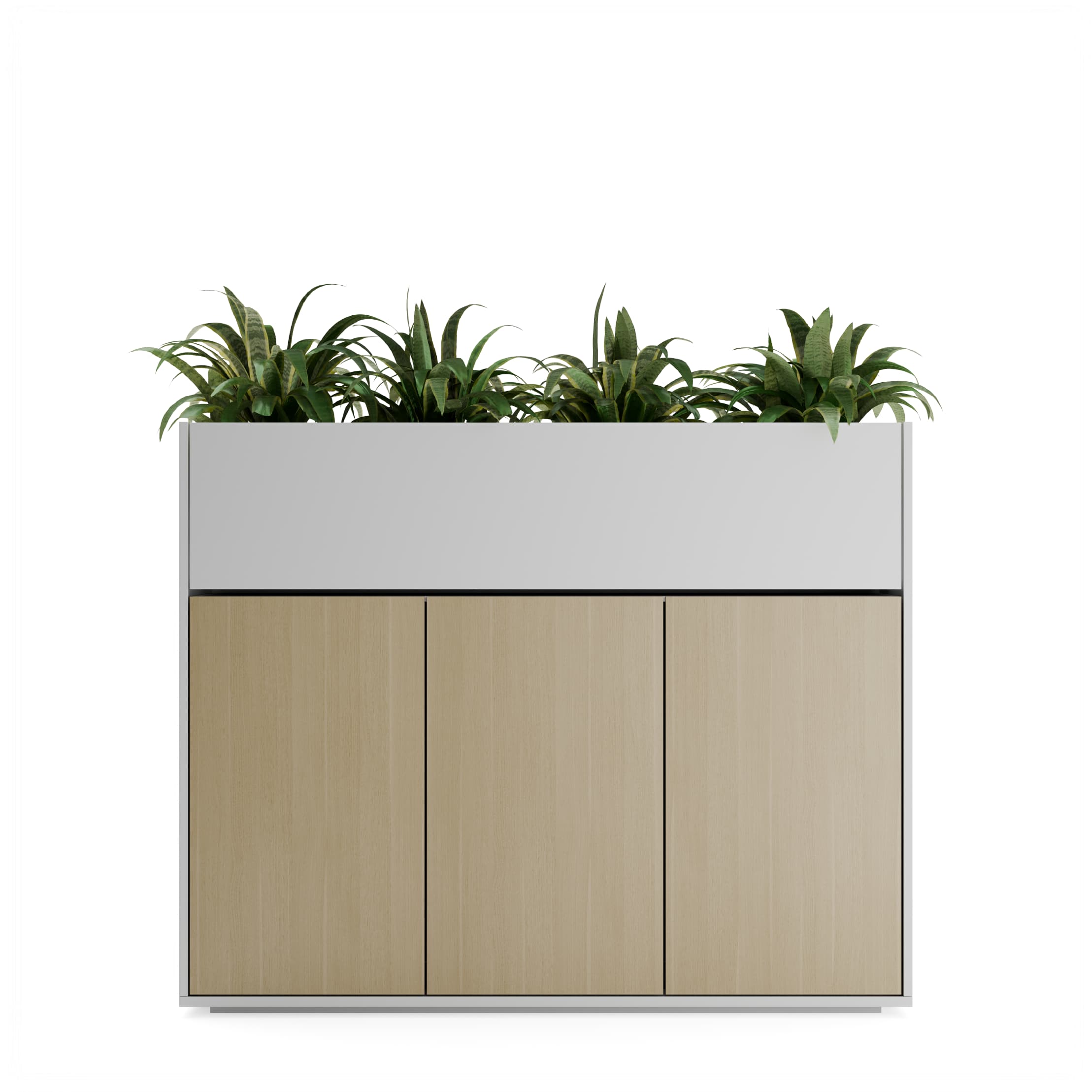 Series A Planter Storage Cabinet 3 Door White Oak