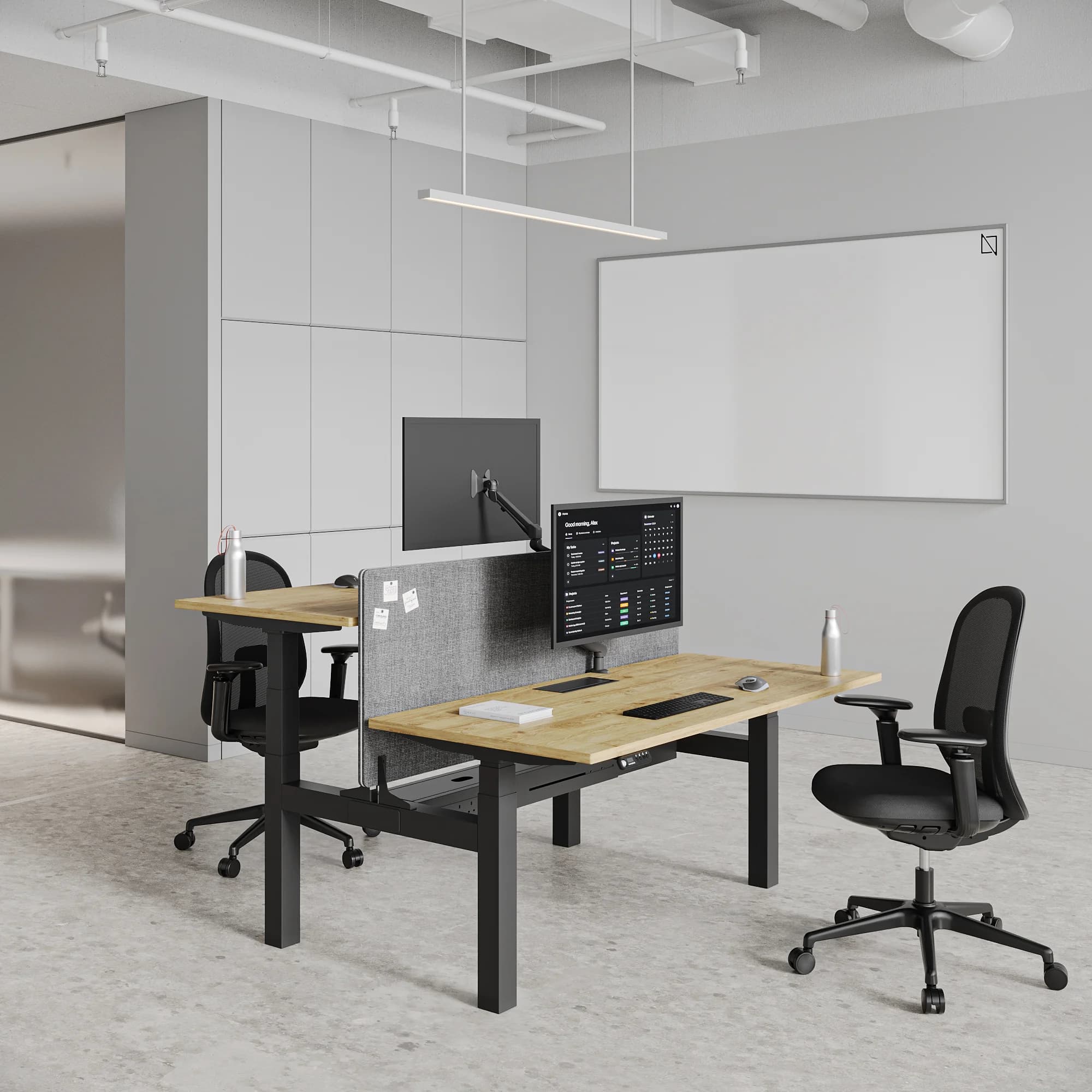 Navodesk® Duo Standing Desk Black 160 X 75 Cm Oak