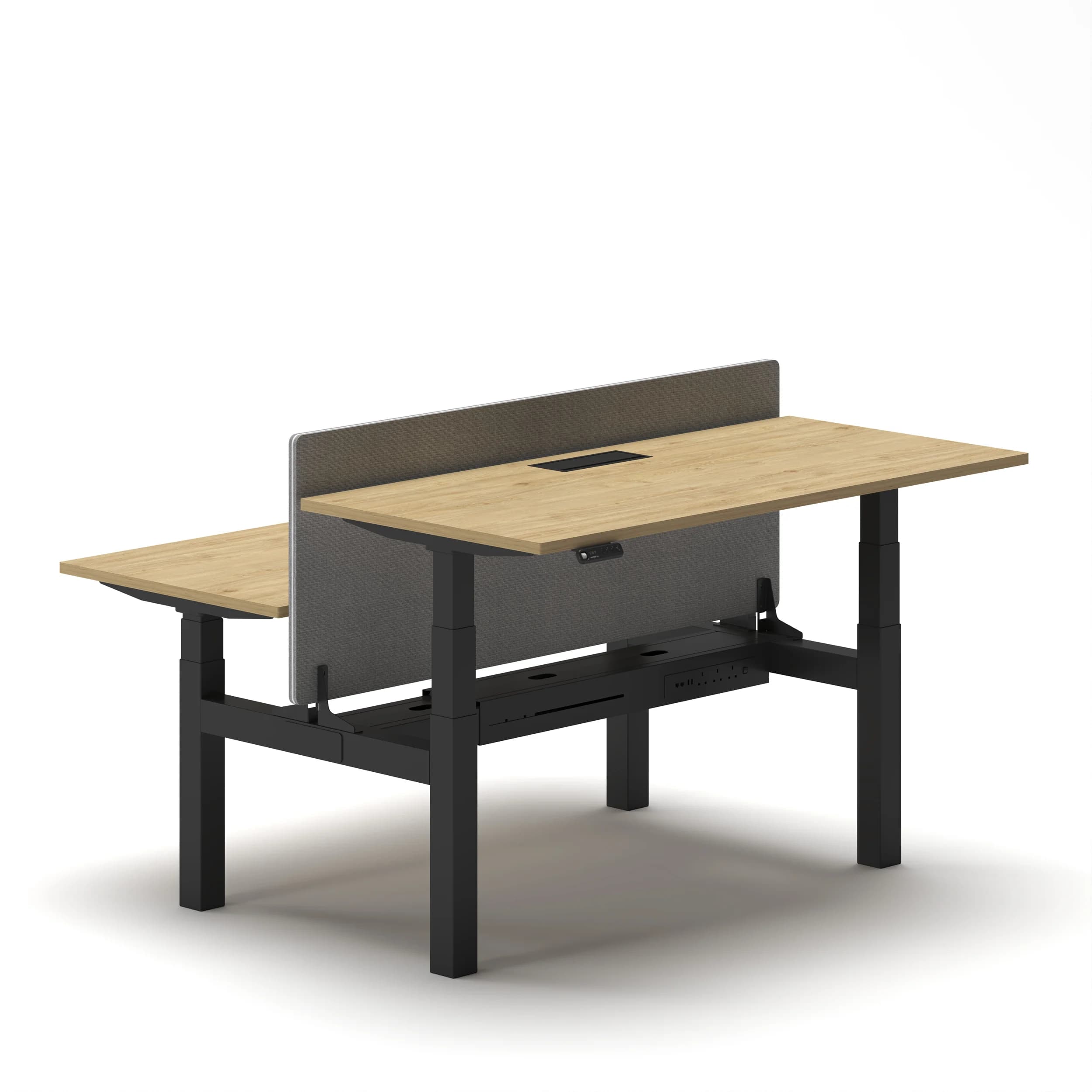 Navodesk® DUO Standing Desk Office Workstation Tobacco Davos Oak Top Black Frame2