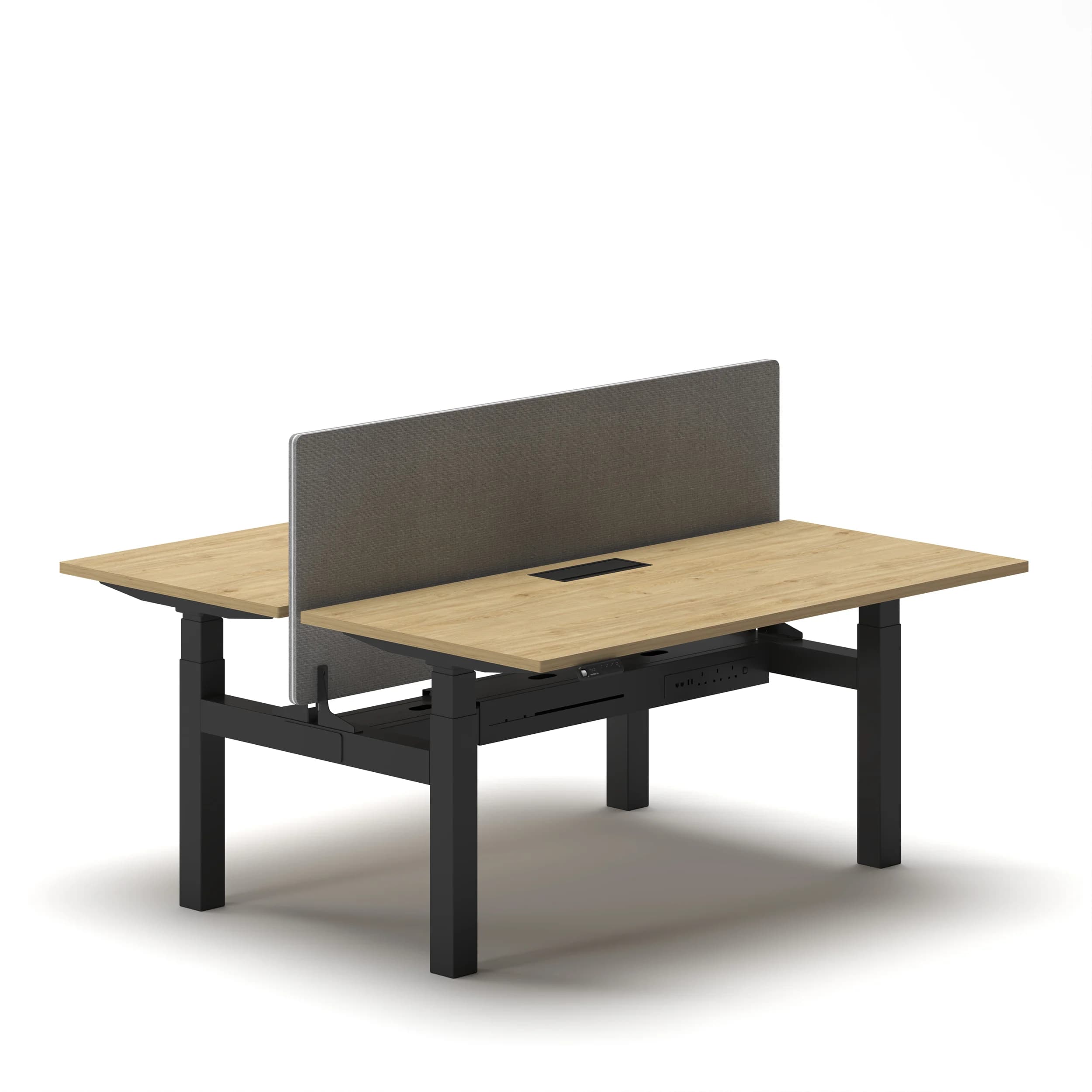 Navodesk® DUO Standing Desk Office Workstation Tobacco Davos Oak Top Black Frame3