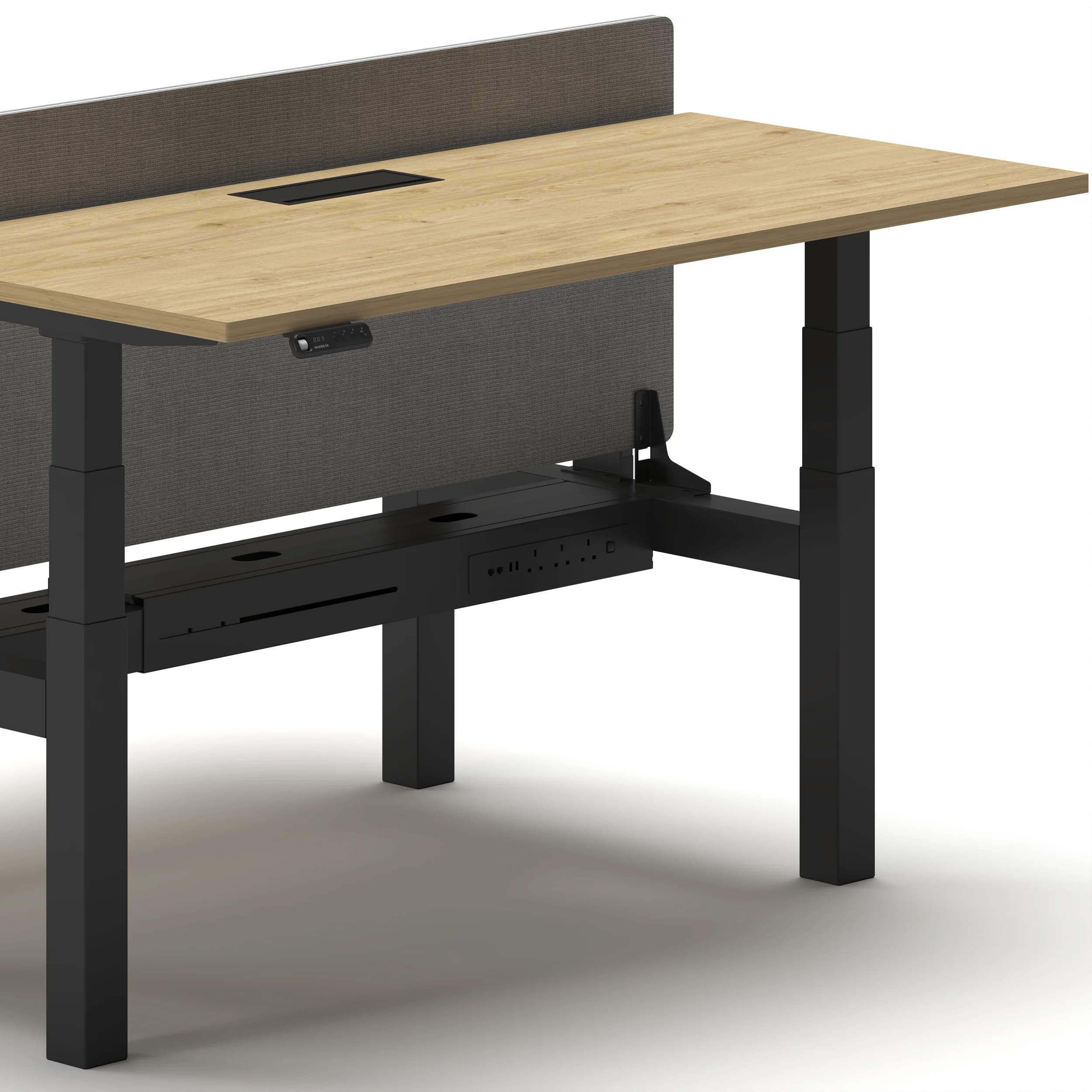 Navodesk® DUO Standing Desk Office Workstation Tobacco Davos Oak Top Black Frame4