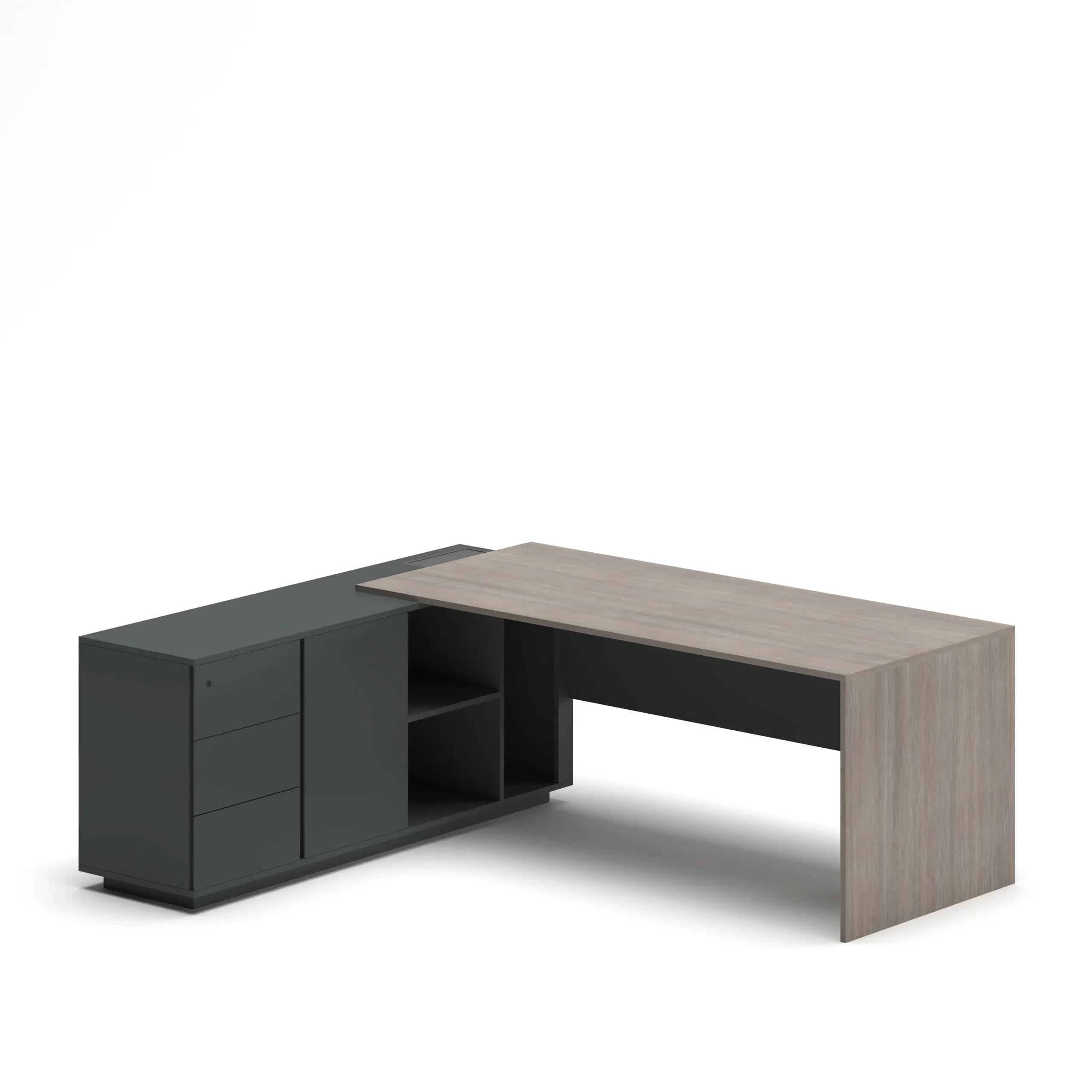Slate Executive Desk Prestige Ash Grey Left 180 Cm X 80 Cm