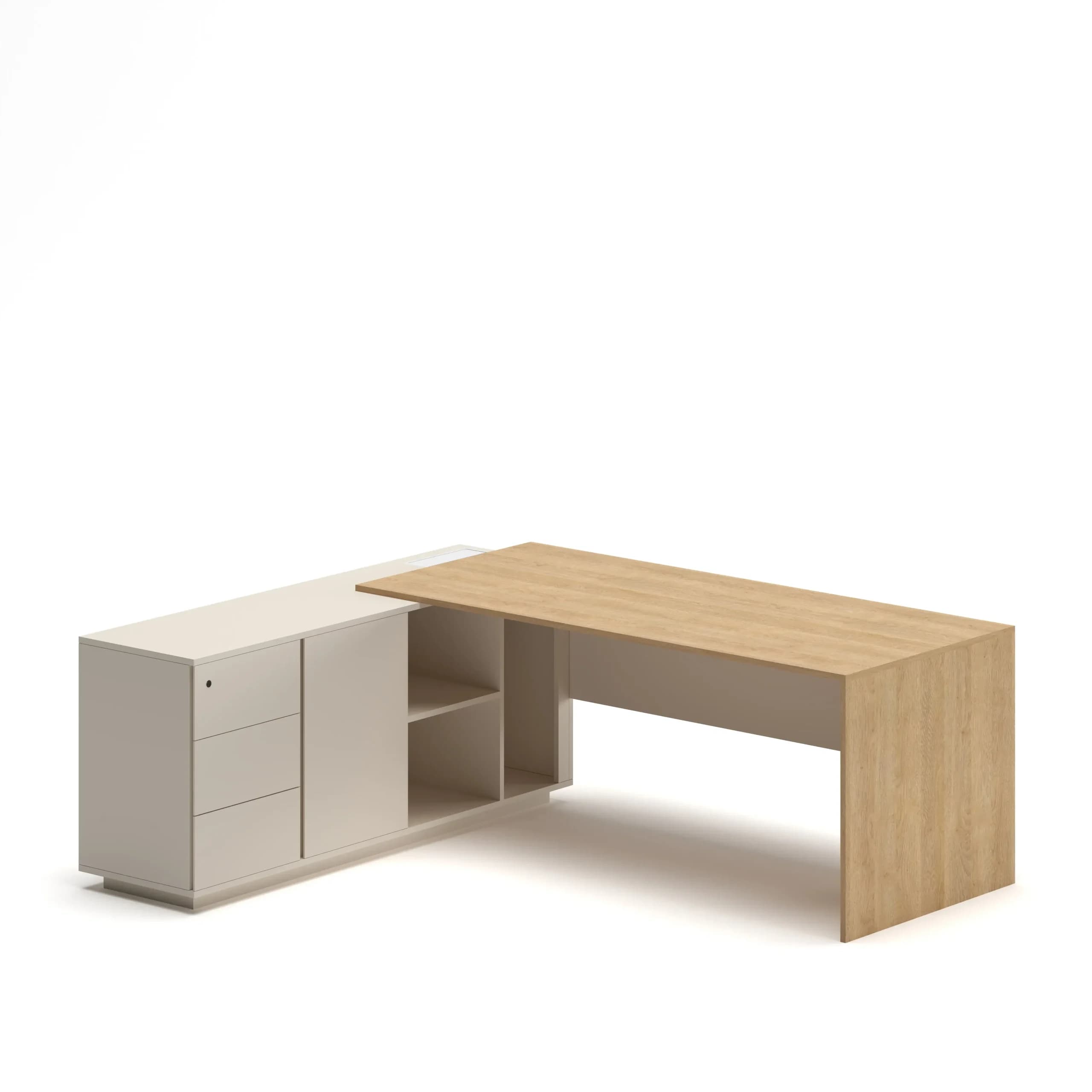 Slate Executive Desk Prestige Oak Cream Left 180 Cm X 80 Cm