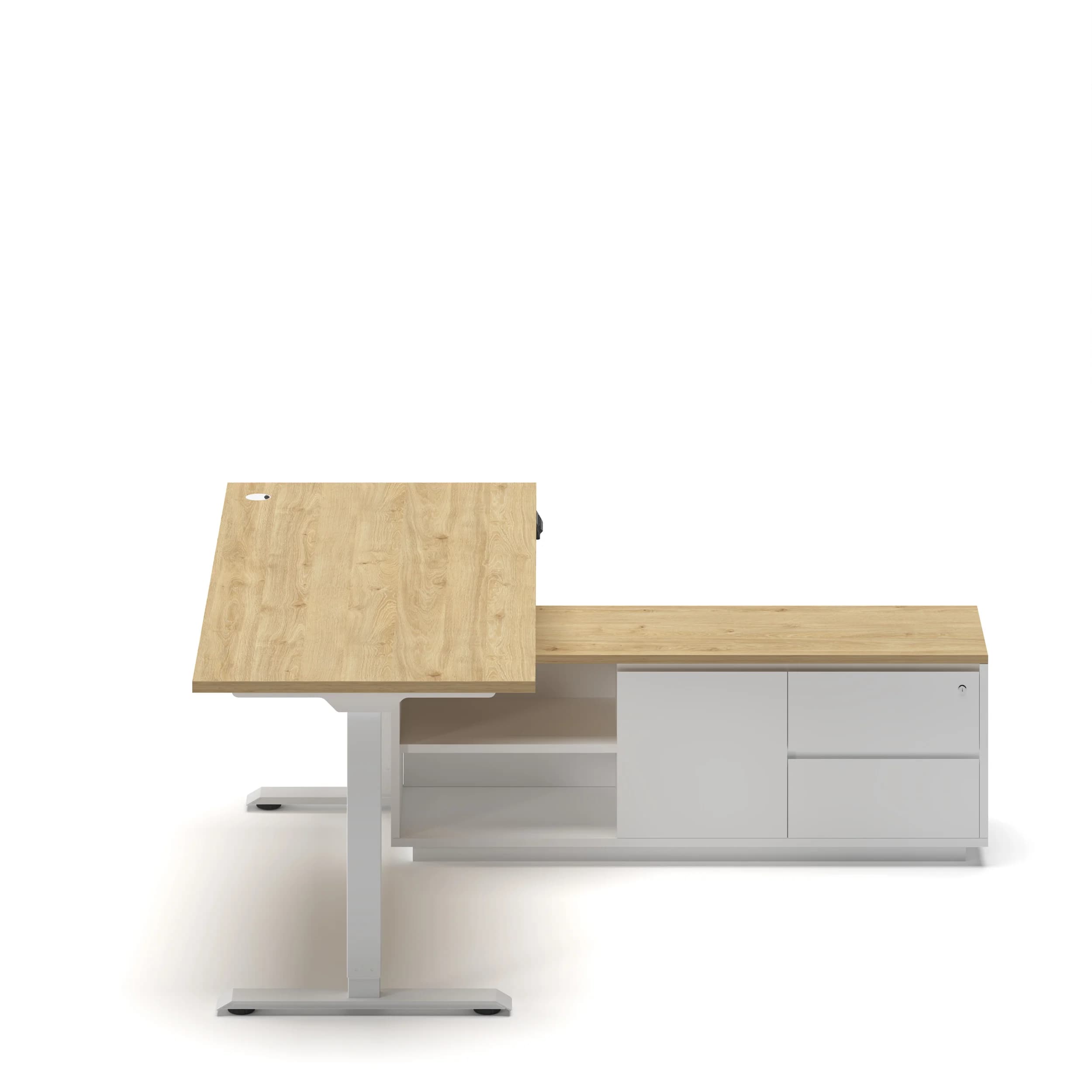 Navodesk® Eco Executive Oak Top White Frame Natural Davos 3