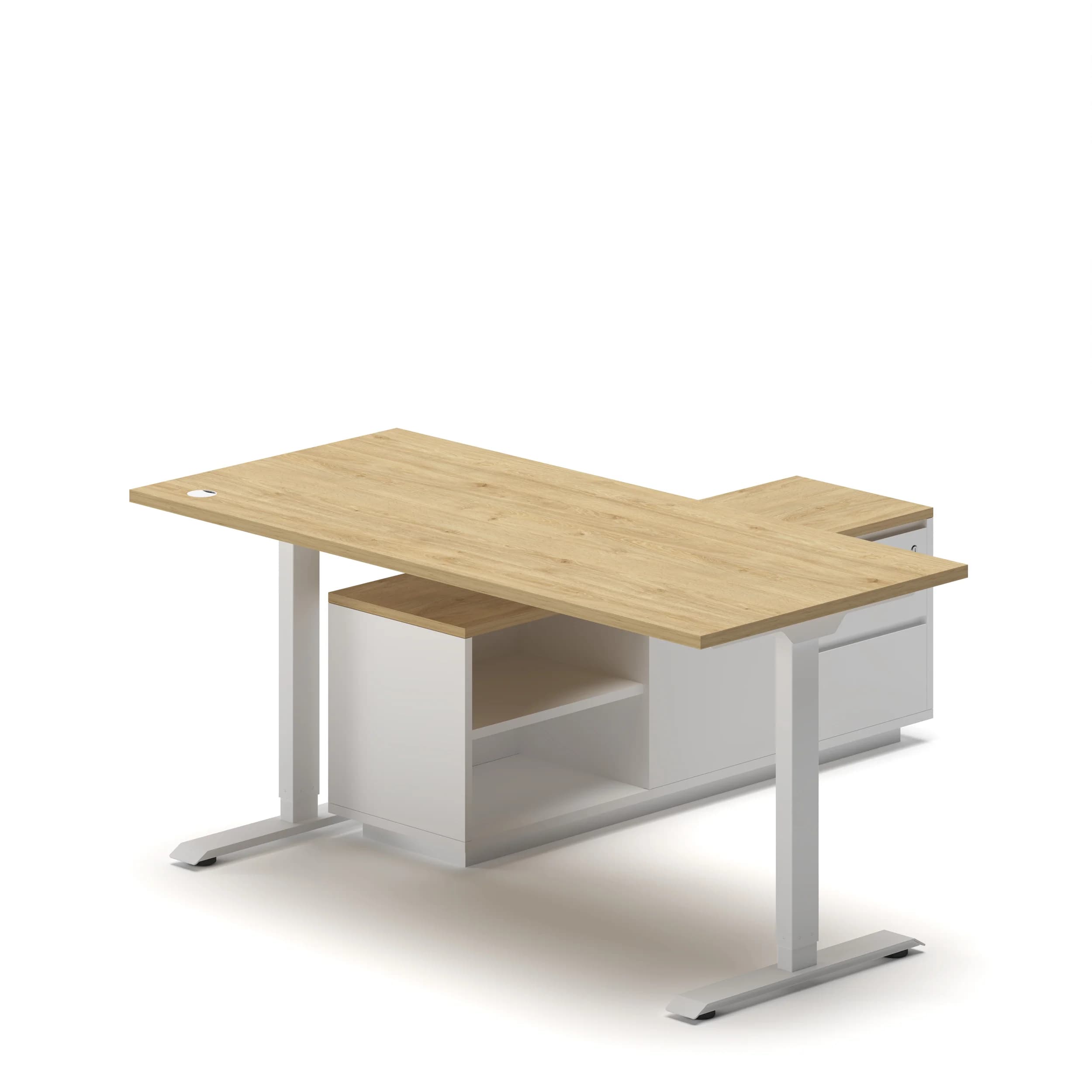 Navodesk® Eco Executive Oak Top White Frame Natural Davos 4