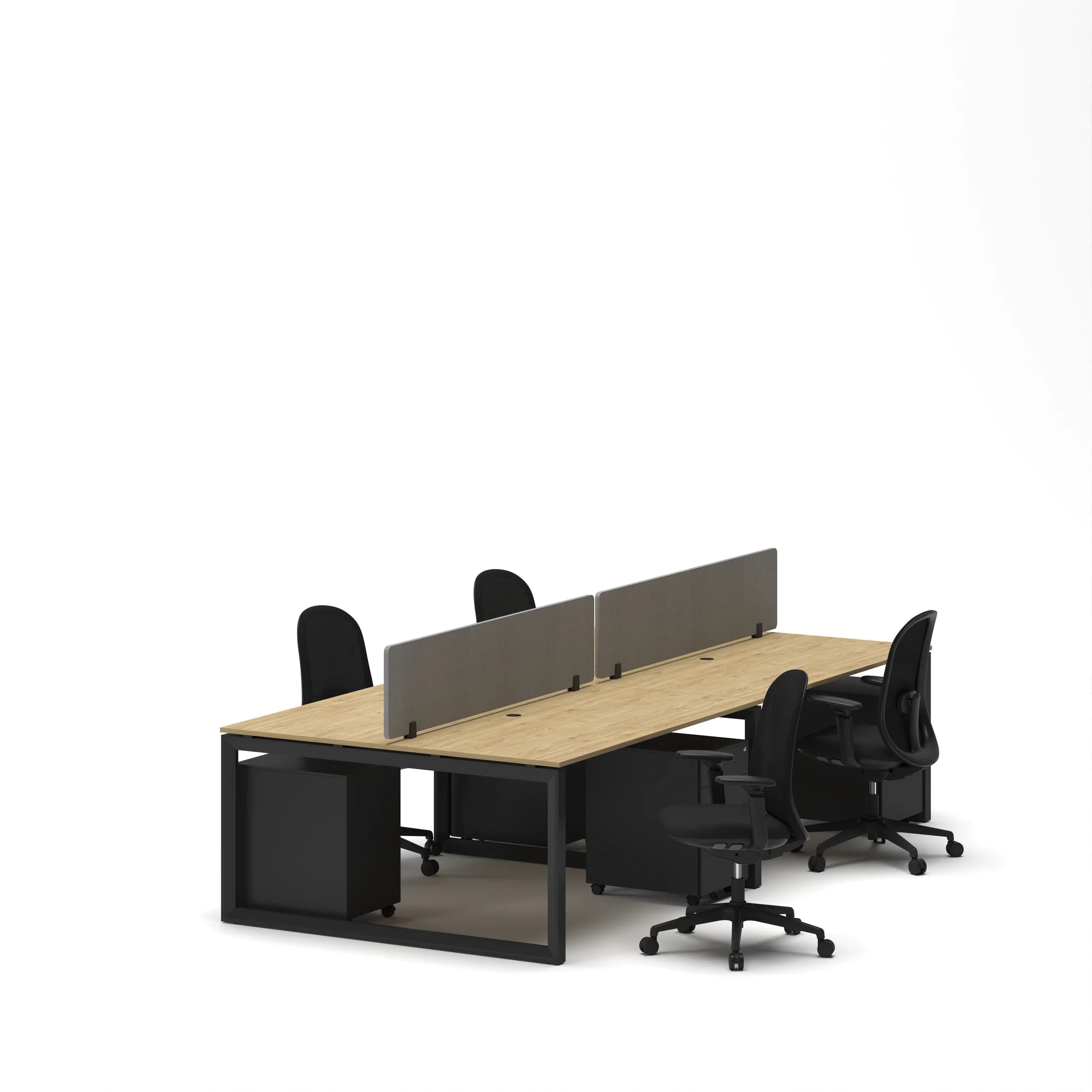 Workhub 4 Cluster Workstation Oak Top Black Leg 1
