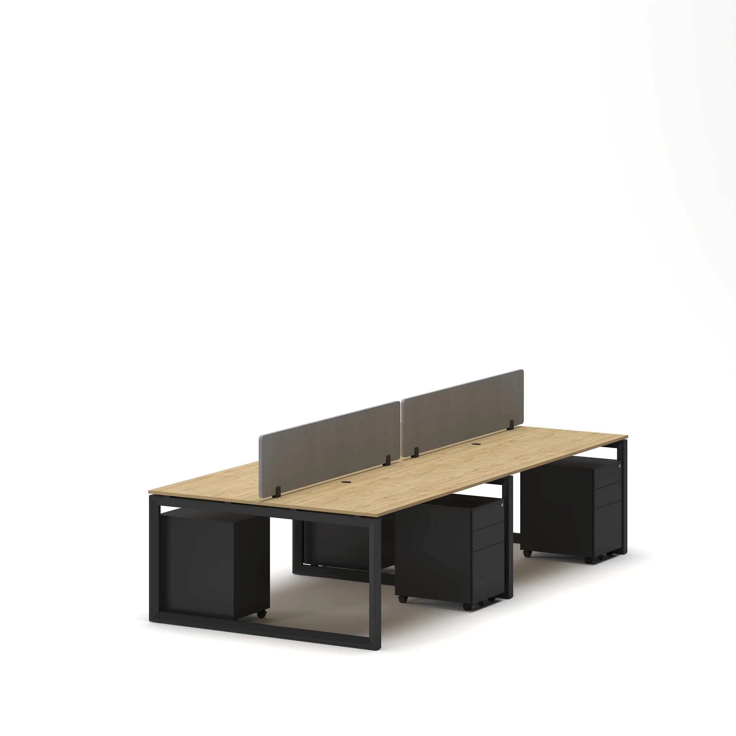 Workhub 4 Cluster Workstation Oak Top Black Leg 2