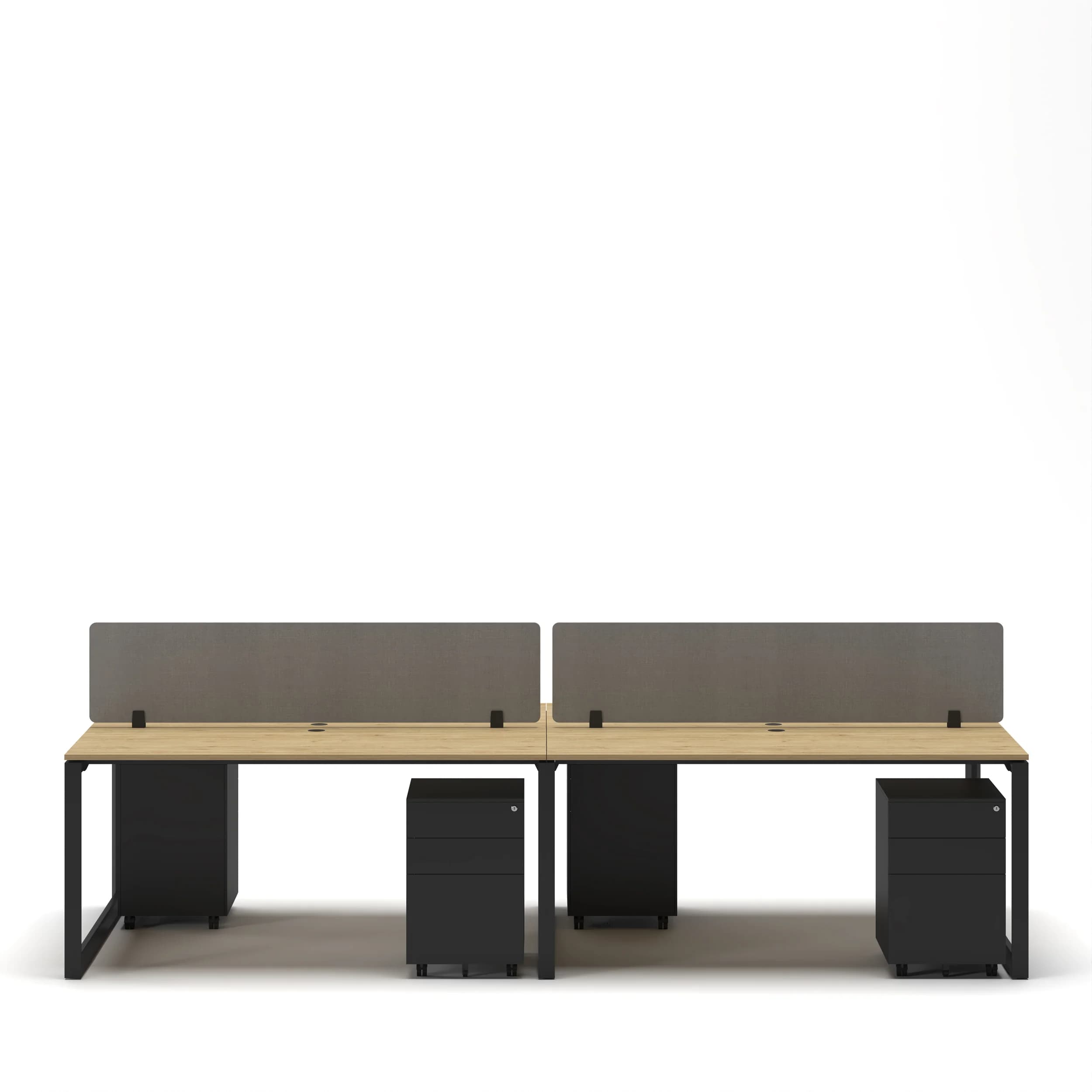 Workhub 4 Cluster Workstation Oak Top Black Leg 3