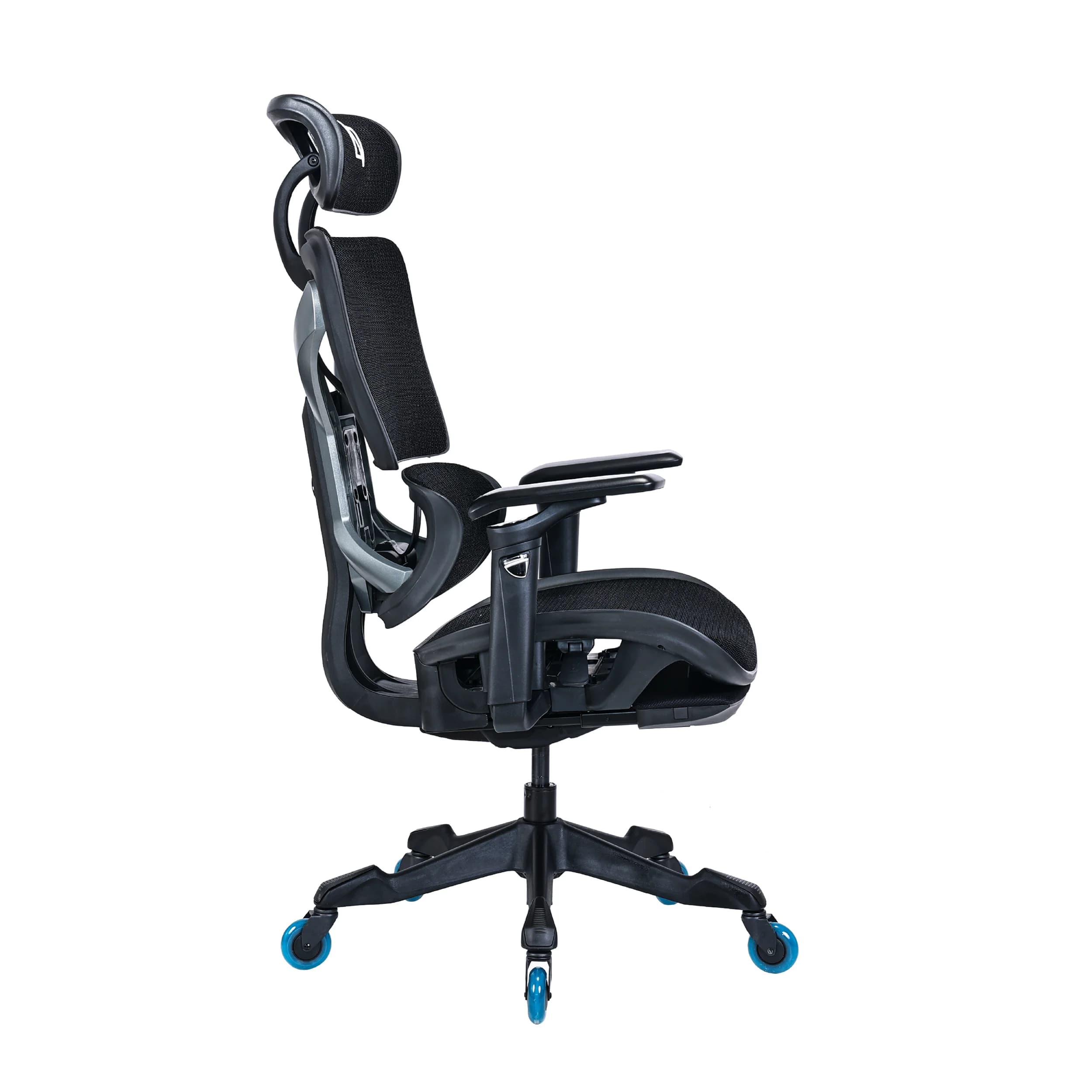 Apex X Black Mesh Ergonomic Gaming Chair with Footrest Blue jpg1
