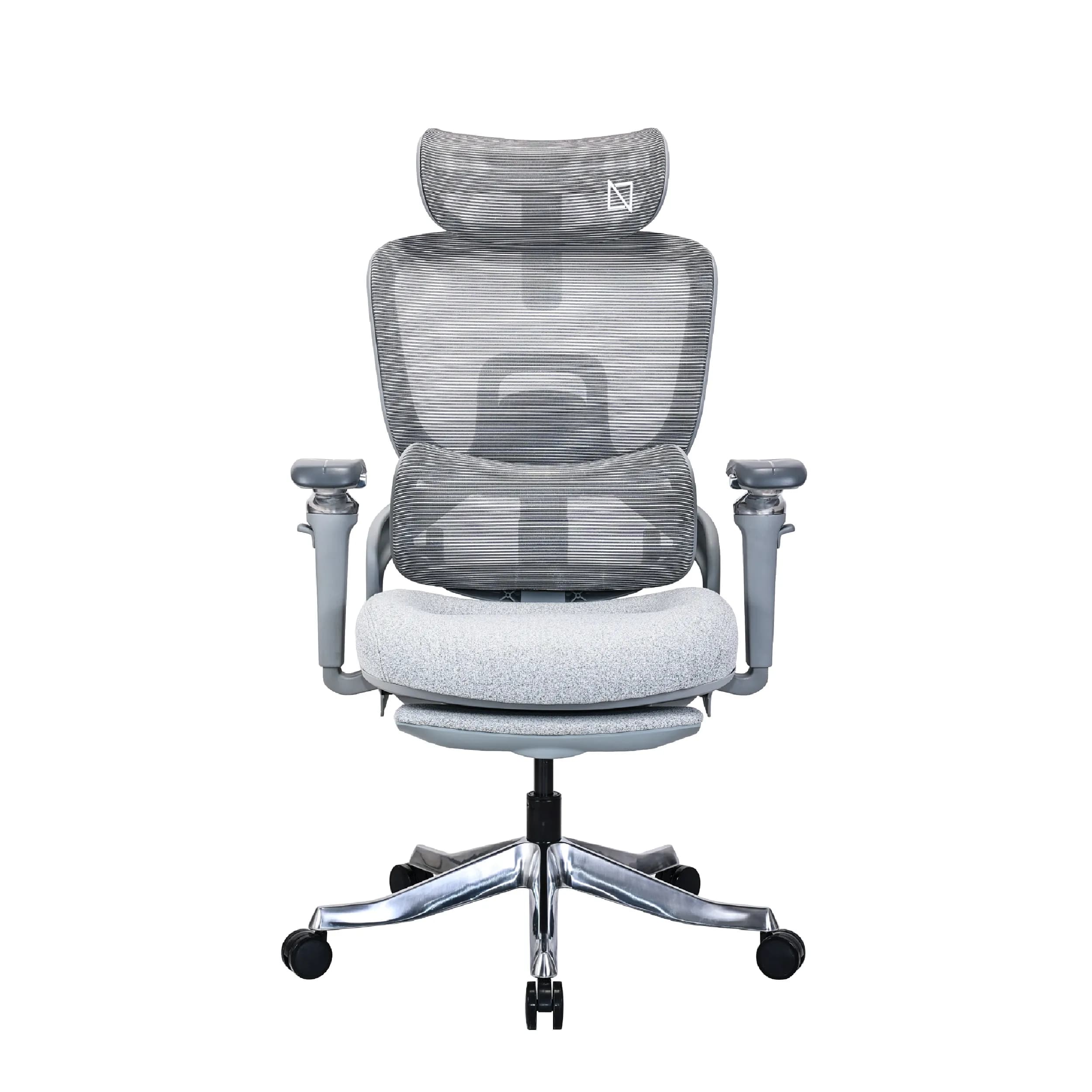 Ergomax Grey Fabric Ergonomic Office Chair with Footrest