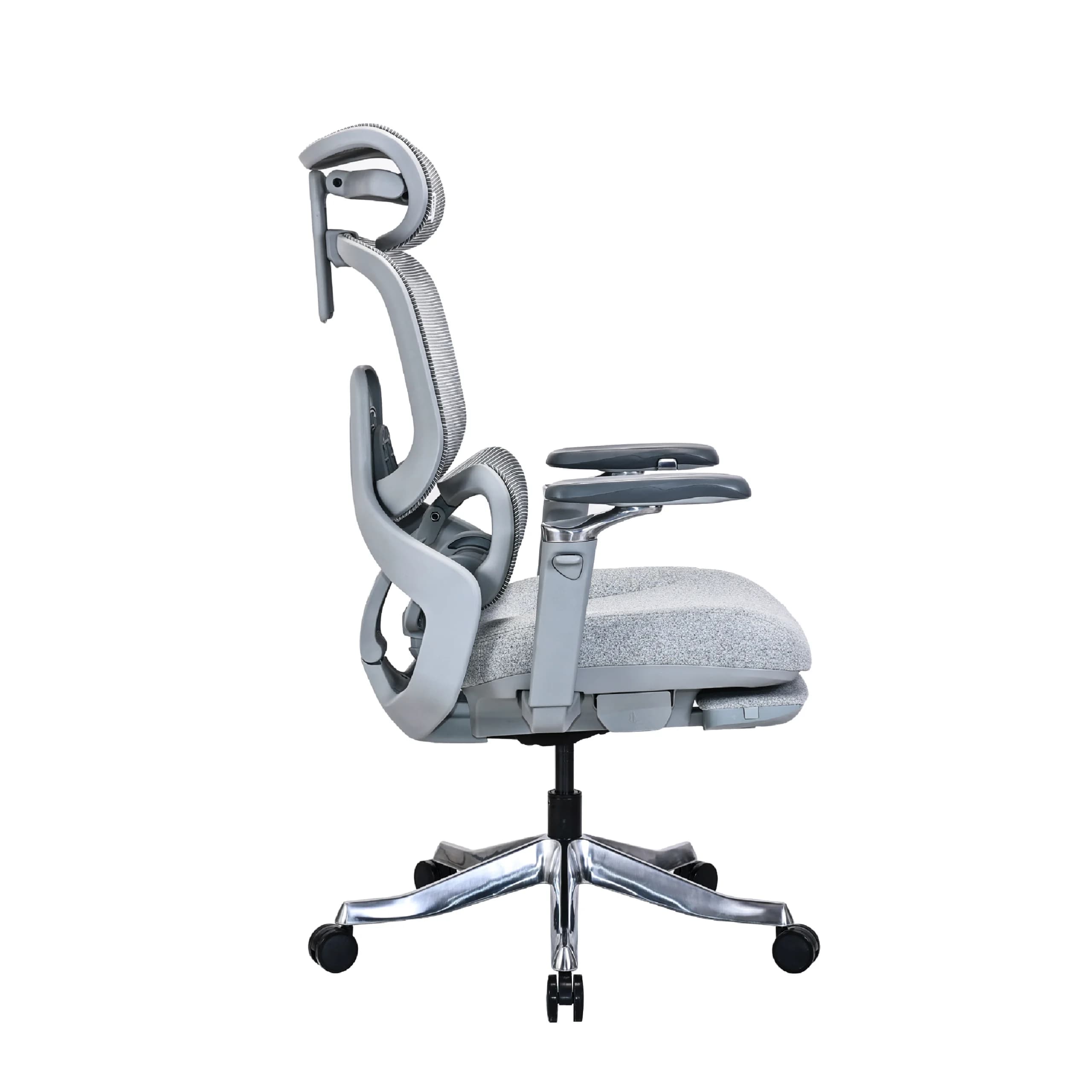 Ergomax Grey Fabric Ergonomic Office Chair with Footrest2