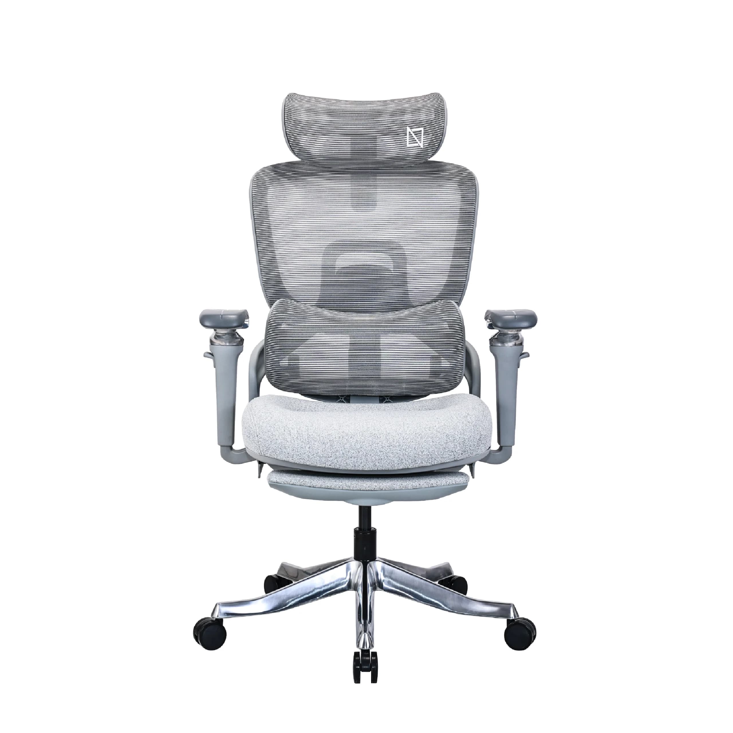 Ergomax Grey Fabric Ergonomic Office Chair with Footrest3