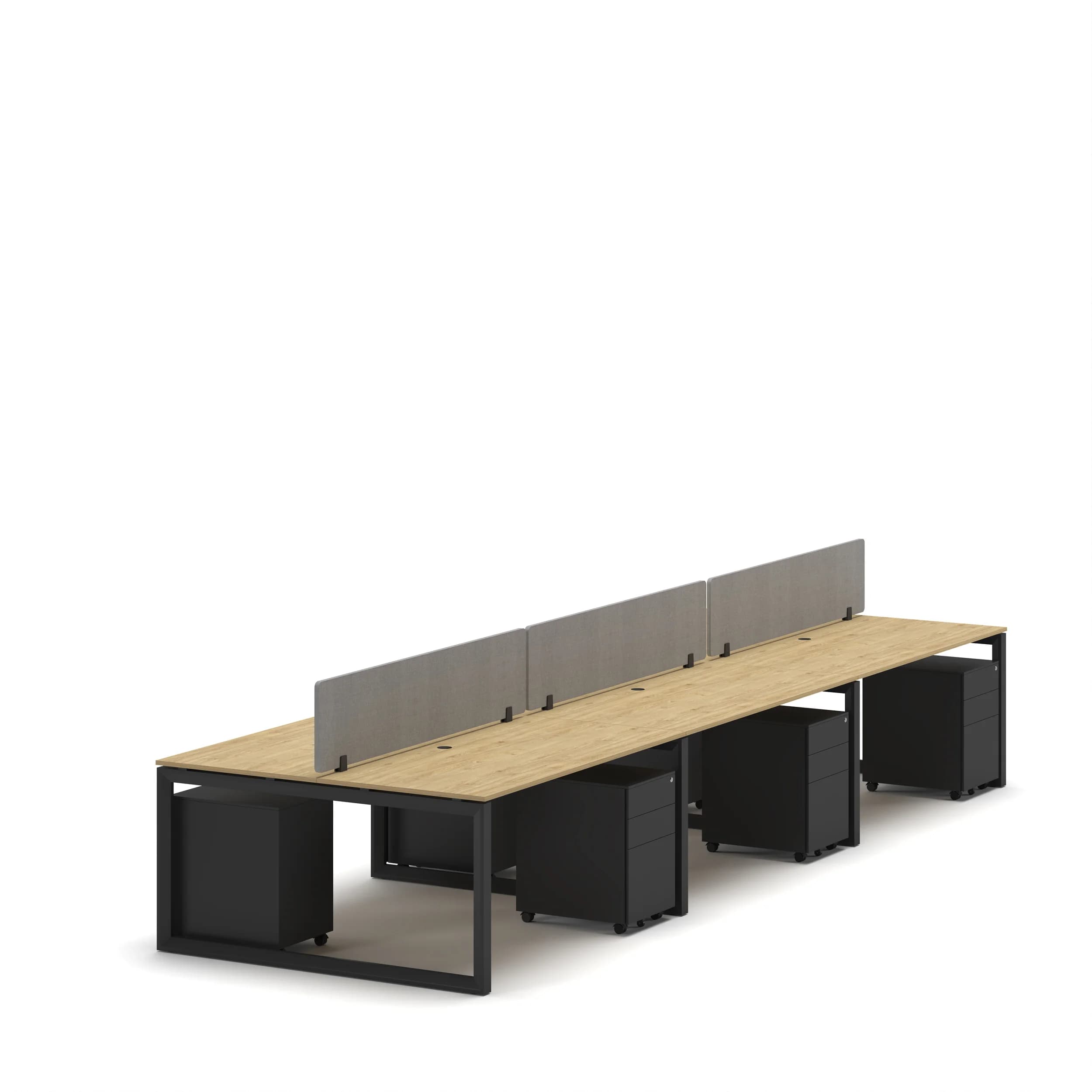 Workhub 6 Cluster Workstation Oak Top Black Leg 2