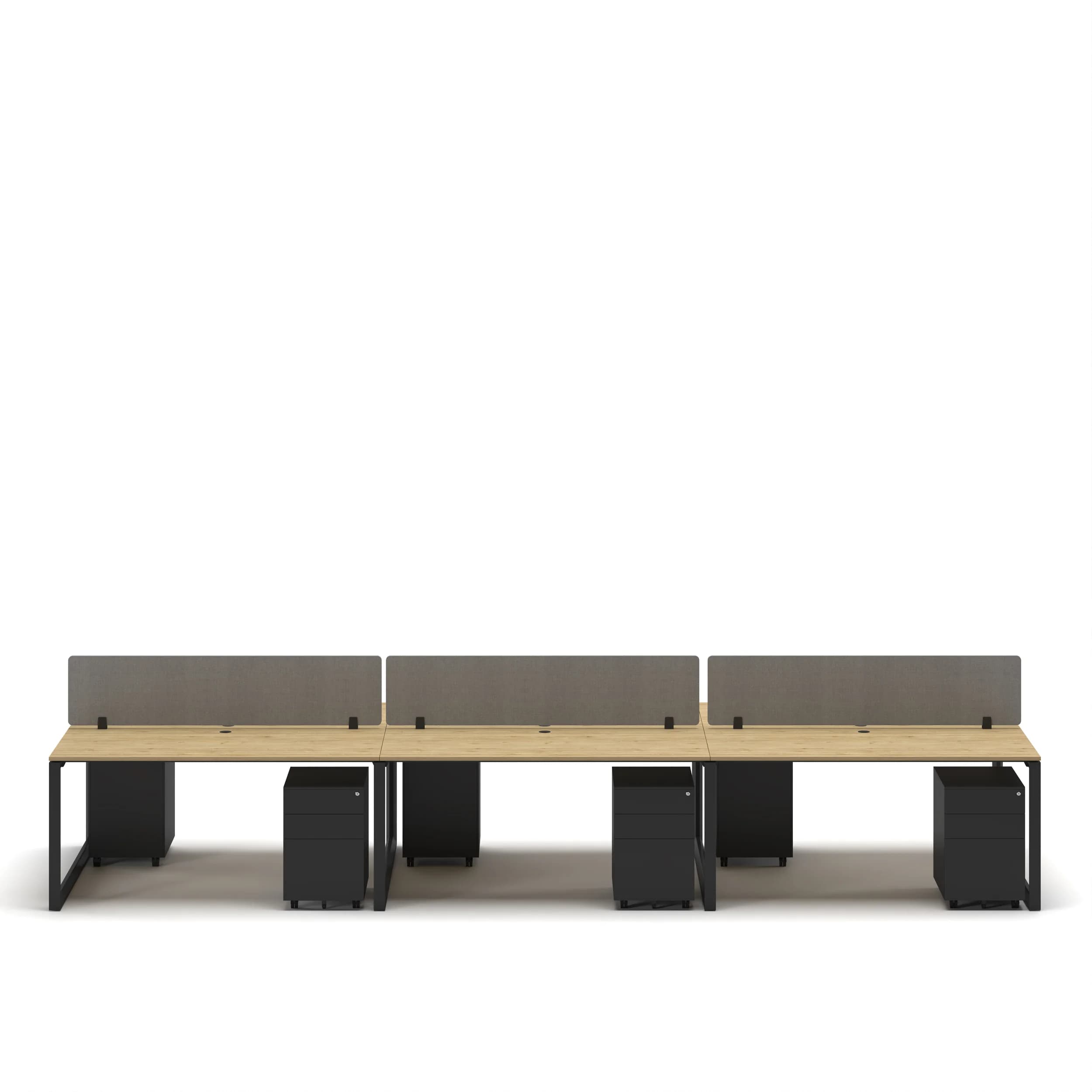 Workhub 6 Cluster Workstation Oak Top Black Leg 3