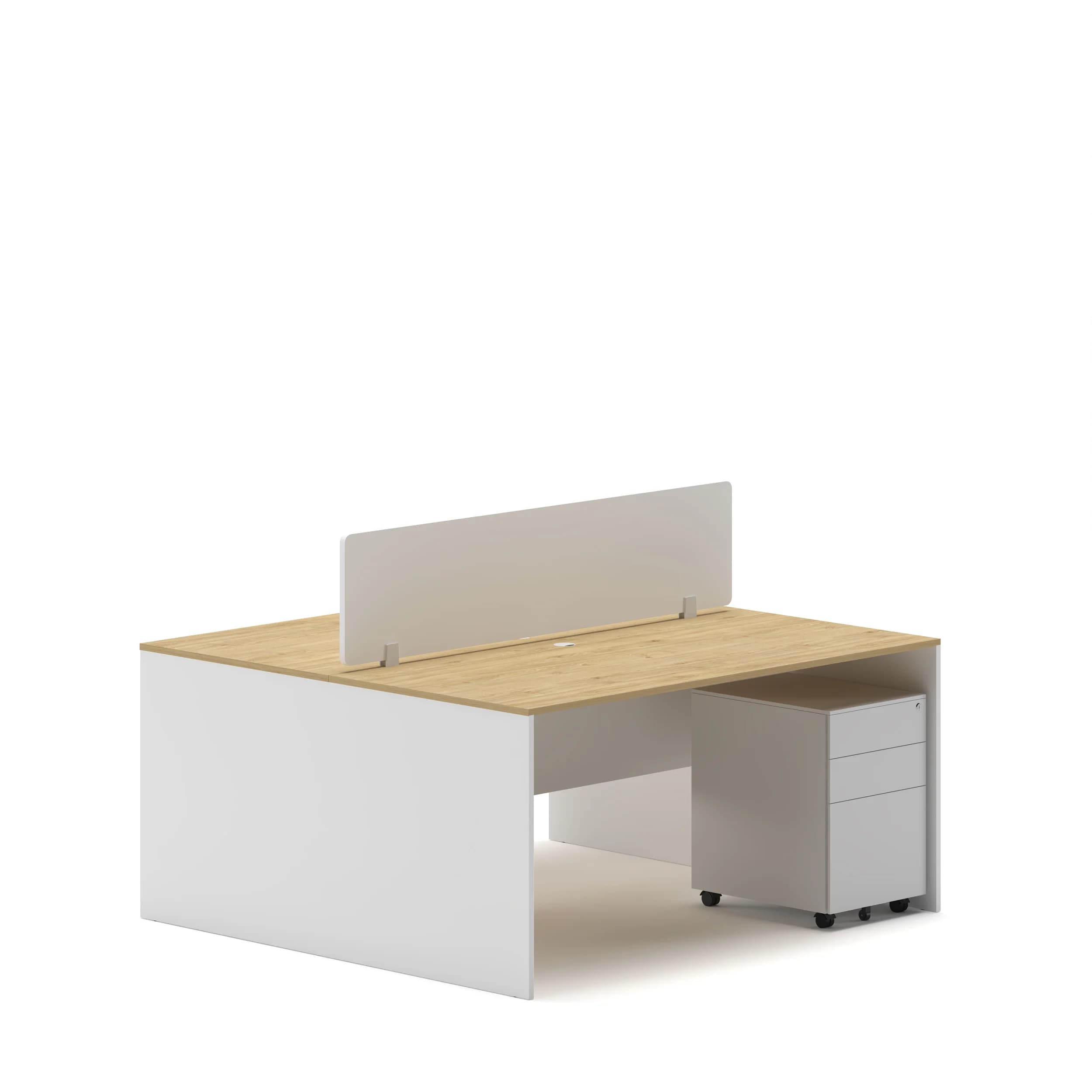 2 Cluster Compact Workstation Oak Top White Base 2