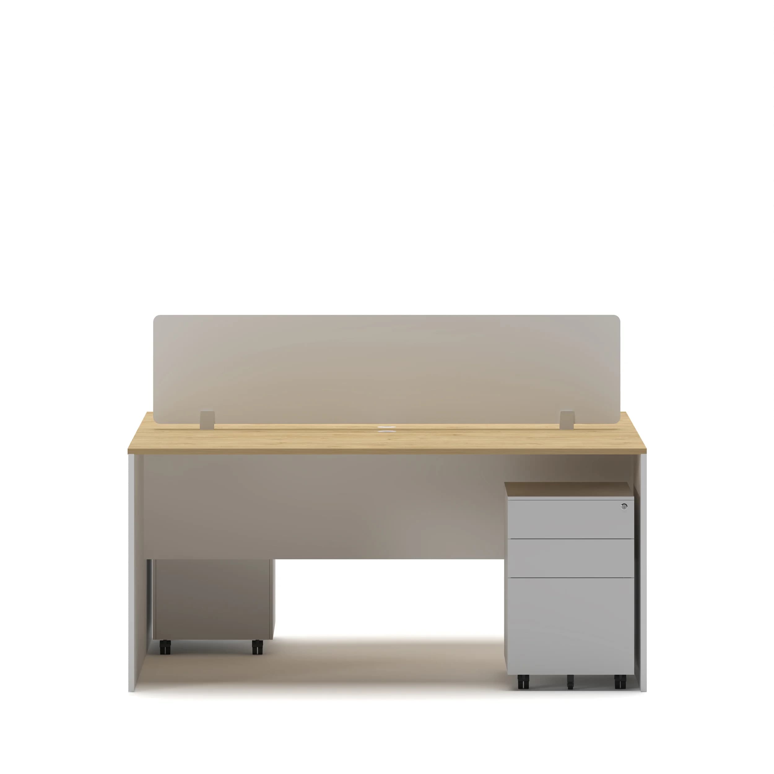 2 Cluster Compact Workstation Oak Top White Base 3